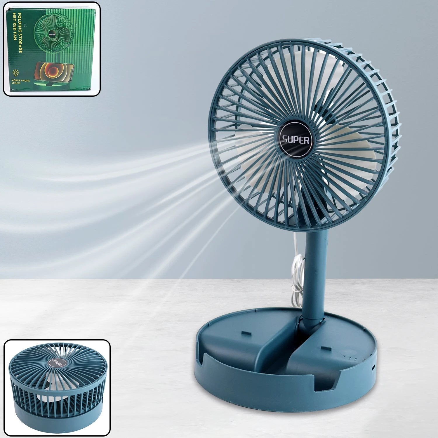 4642 Telescopic Electric Desktop Fan Height Adjustable Foldable  Portable For Travelcarry  Silent Table Top Personal Fan For Bedside Office Table (Battery Not Include) - 69kart