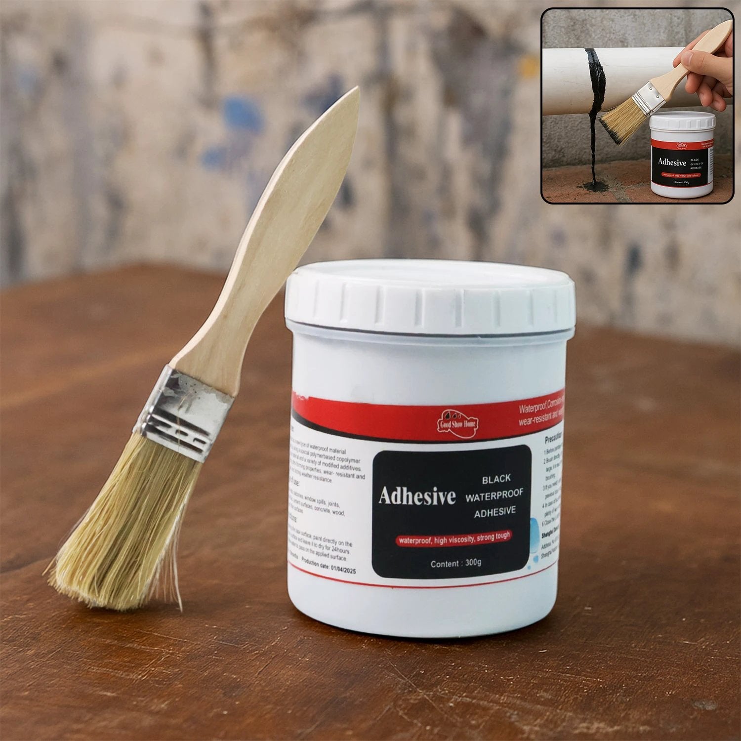 Black Waterproof Adhesive Paste 300 Gm - (Set) by Wukusy