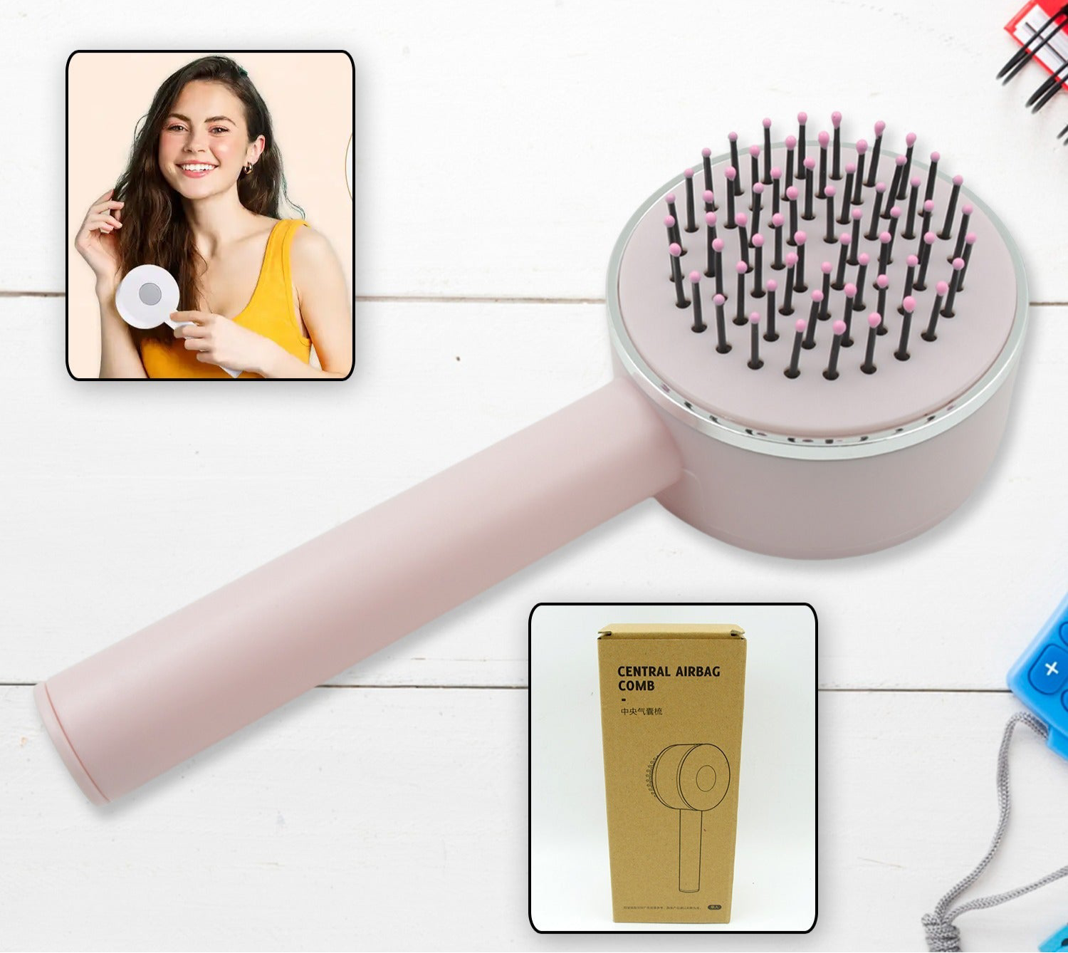 Air cushion hair brush,self-cleaning hair brush (1pcs)