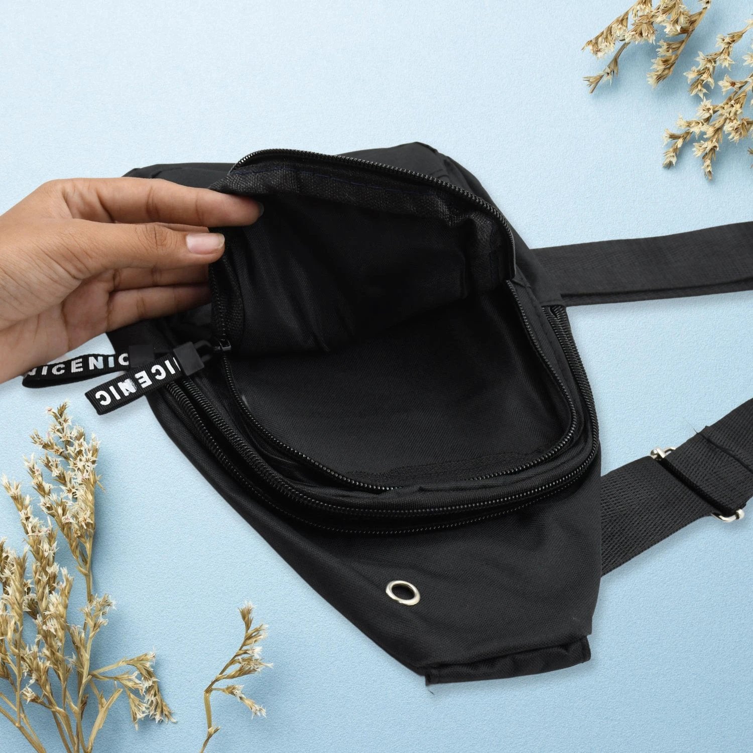 12859 Waterproof Anti Theft Cross-body Fanny Pack Waist Bag Shoulder Bags Chest Men Casual Fashion Usb Charging Earphone Hook Sling Travel Bag (1 Pc) by Wukusy