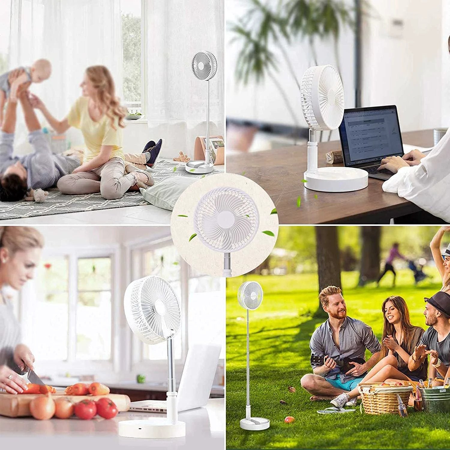 7206 Telescopic Electric Desktop Fan Height Adjustable Foldable  Portable For Travelcarry  Silent Table Top Personal Fan For Bedside Office Table (Battery Not Include) - 69kart