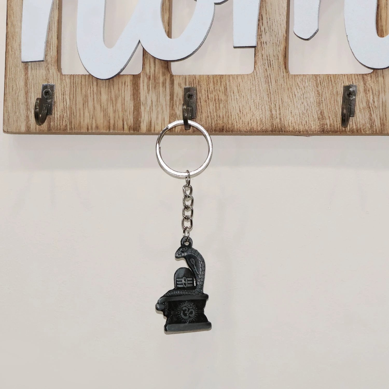 Shivling with Snake Design Silver Keychain by Wukusy