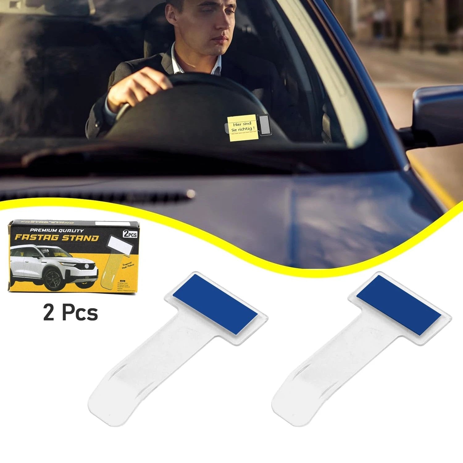 Windscreen Cardholder Fastag Stand Transparent Ticket Holder Car (2 Pc Set) - 69kart