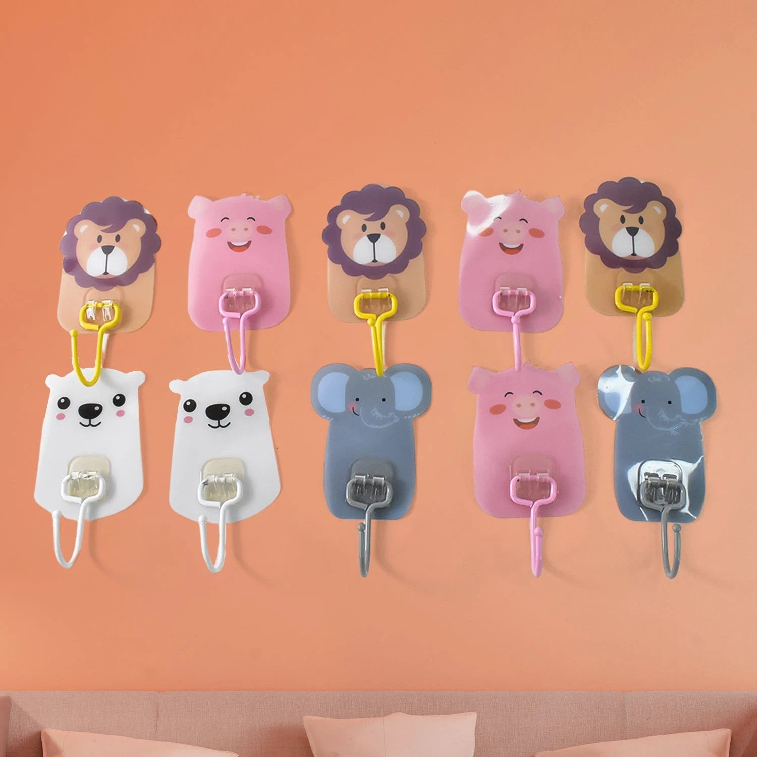 Wall Mounted Cartoon Hooks Self Adhesive Hooks (10 Pcs Set) by Wukusy
