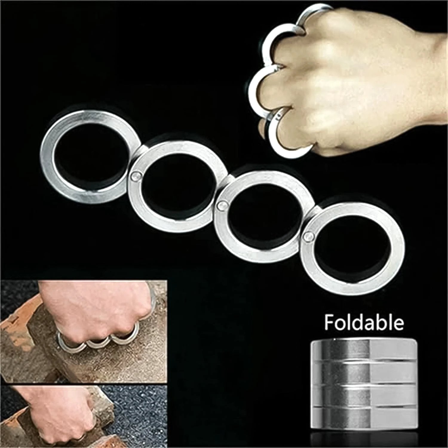 Portable 4 Finger Ring Unique Rotating Folding Ring (1 Set) by Wukusy