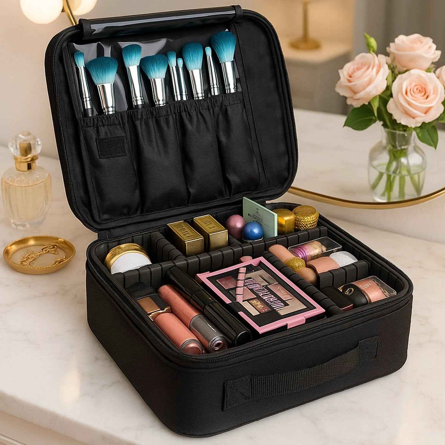 Black Premium Led Light Makeup Organizer Box (1 Pc) - 69KART