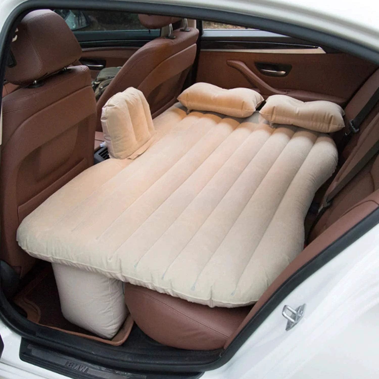 8043 Car Inflatable Bed With 2 Pillows   Air Pump (Portable) For Travel Camping Vacation  Polyester Inflatable Travel Car Bed Air Sofa With Two Inflatable Pillow And Air Pump For Car Back Seat Air Pump Random Colour - 69kart
