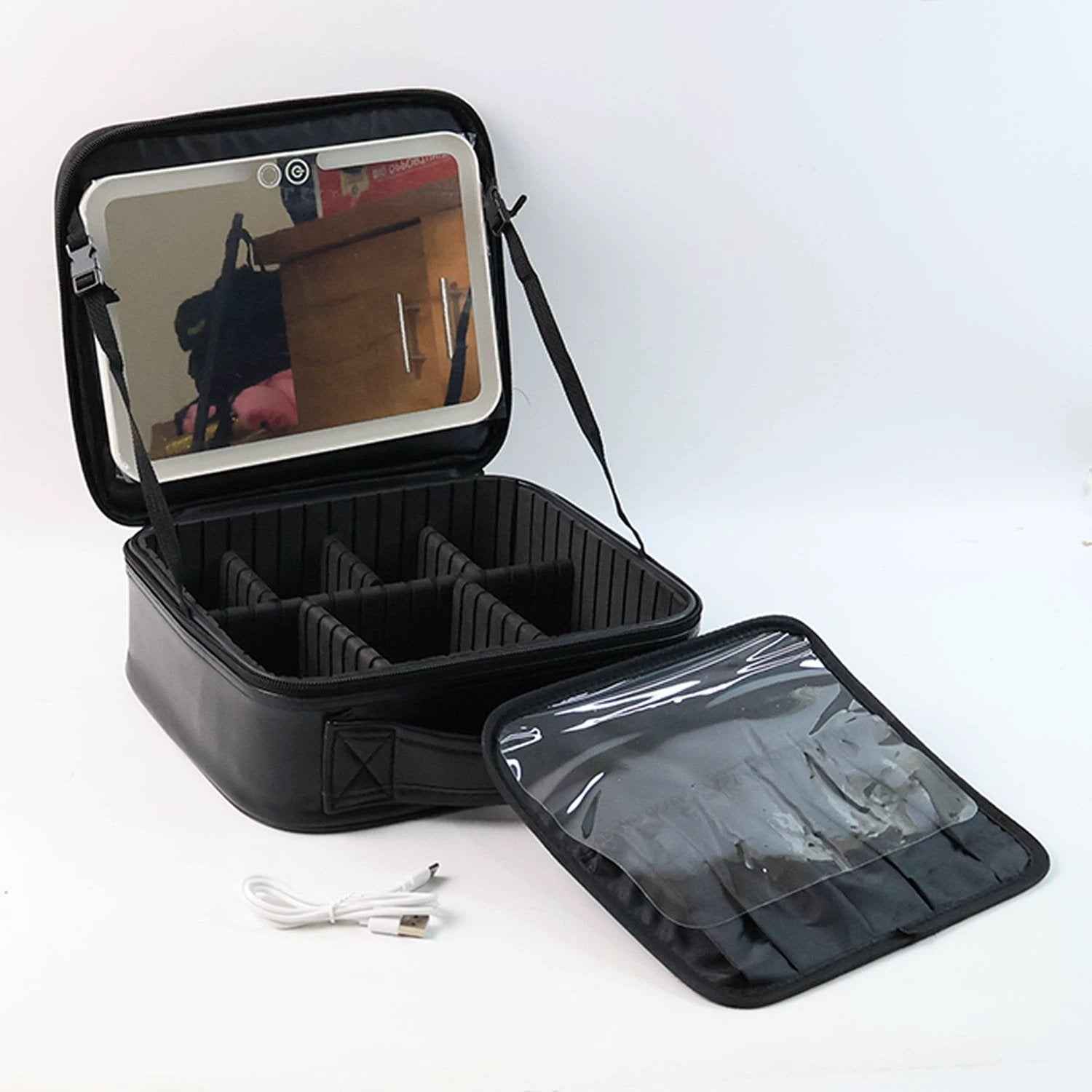 Black Premium Led Light Makeup Organizer Box (1 Pc) - 69KART