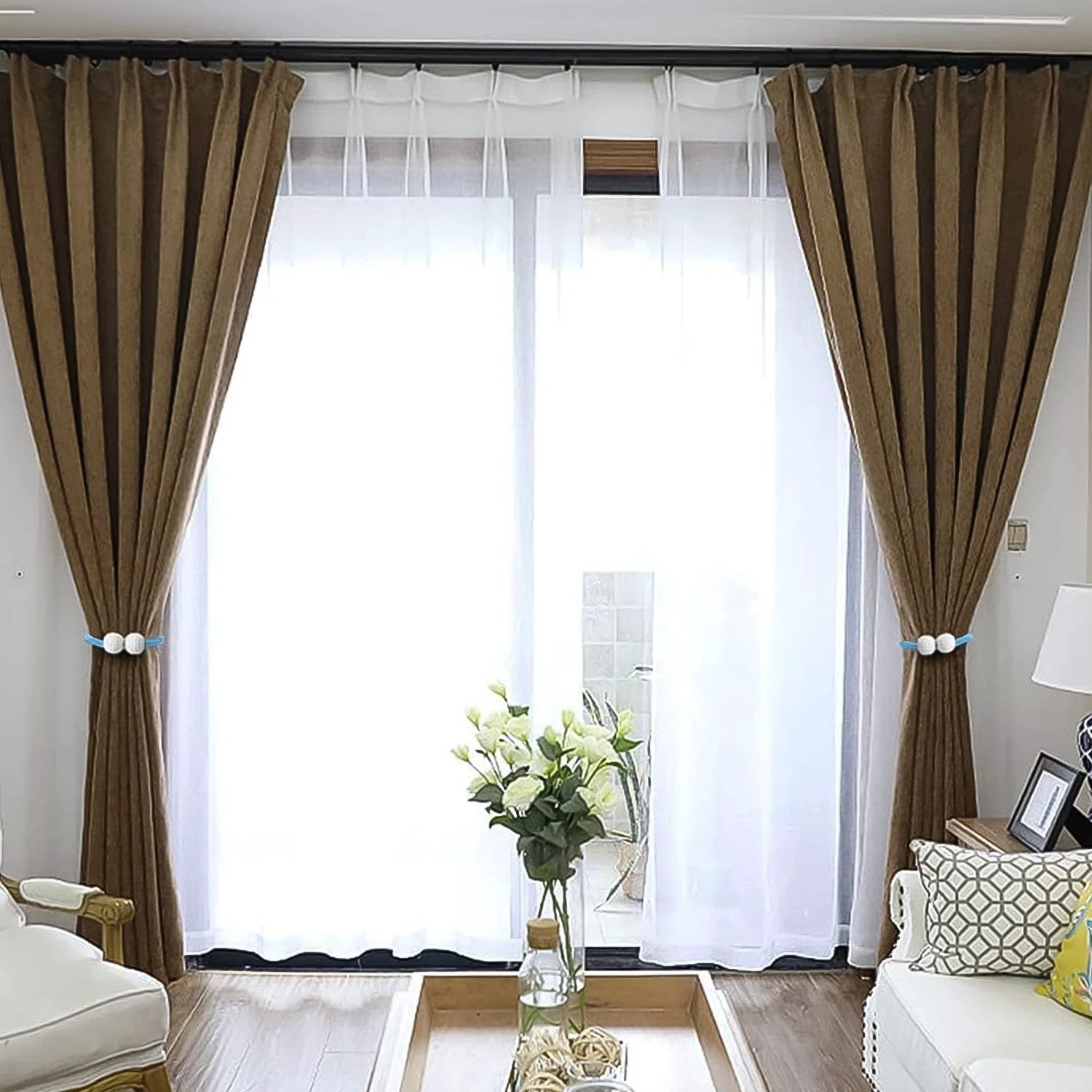 Polyester And Magnet Curtain (2 Pc) by Wukusy