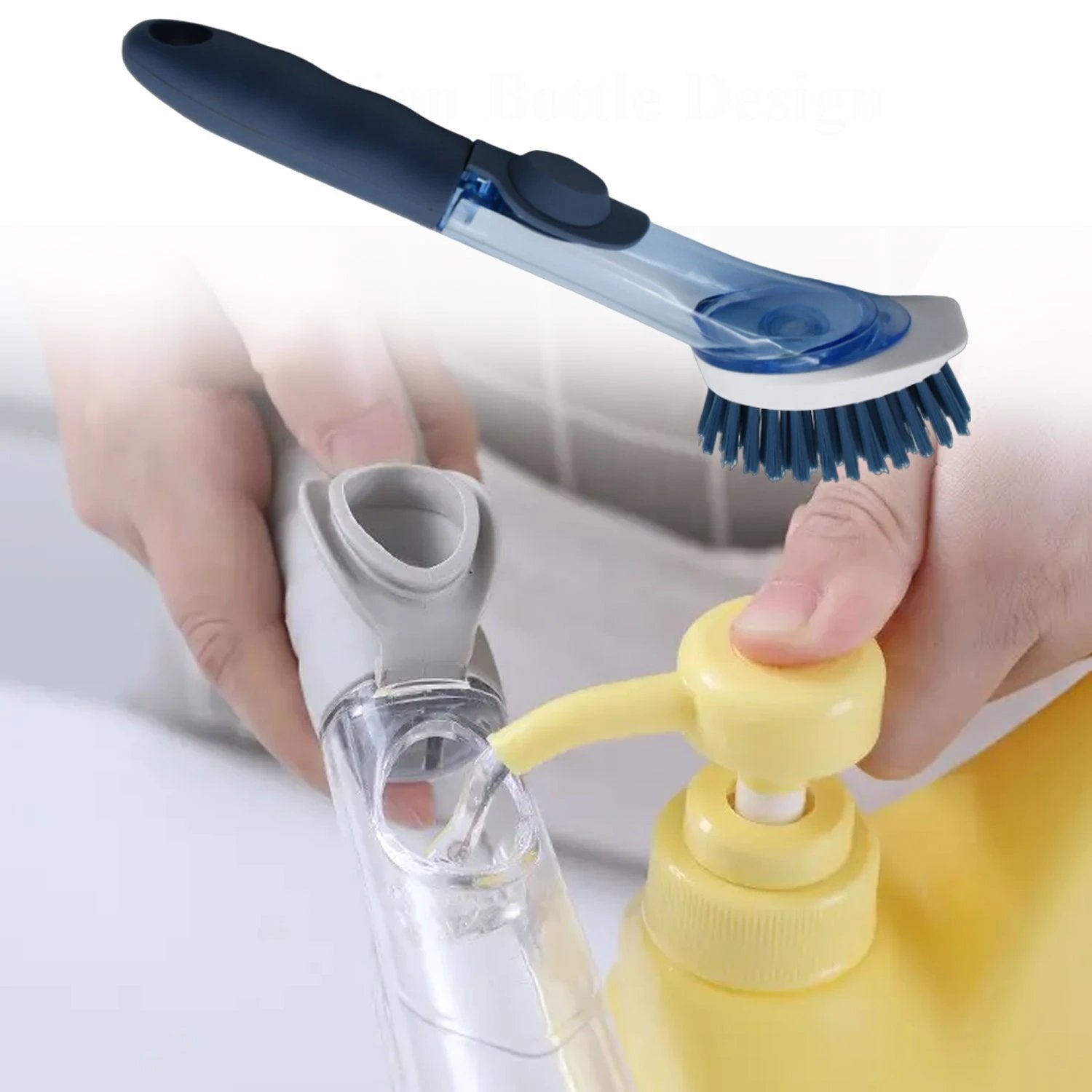 1271c Mix Color Dish Scrubber With Soap Dispenser Soap Dispensing Dish Brush Set Dishwashing Brushes Kitchen Scrub Dish Wand For Dishes Sink Pot Pan Cleaning And Washing1 Handle3refill Replacement Head - 69kart
