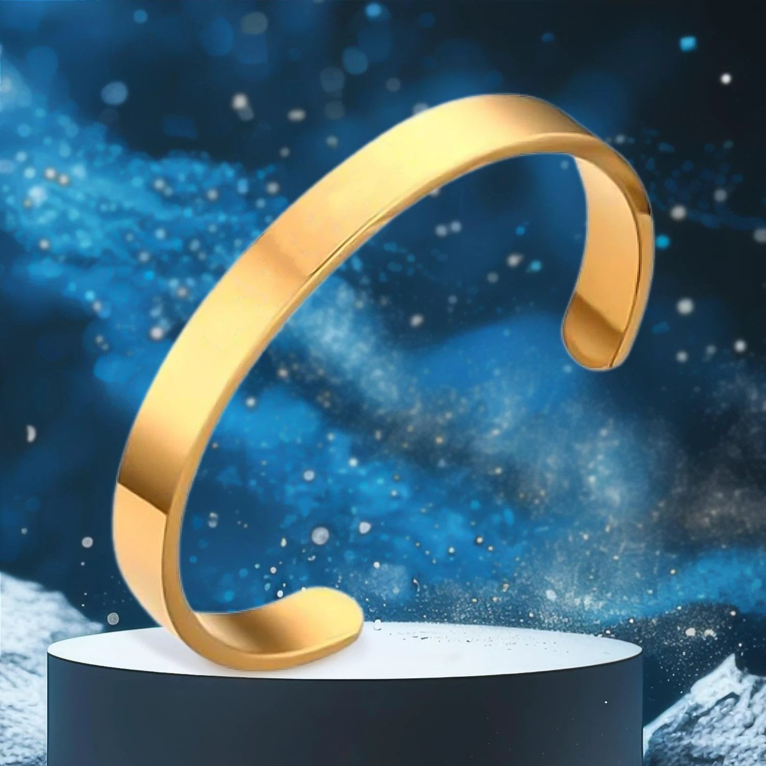 Elegant Gold Finish Open Cuff Bracelet Kada (1 Pc) by Wukusy