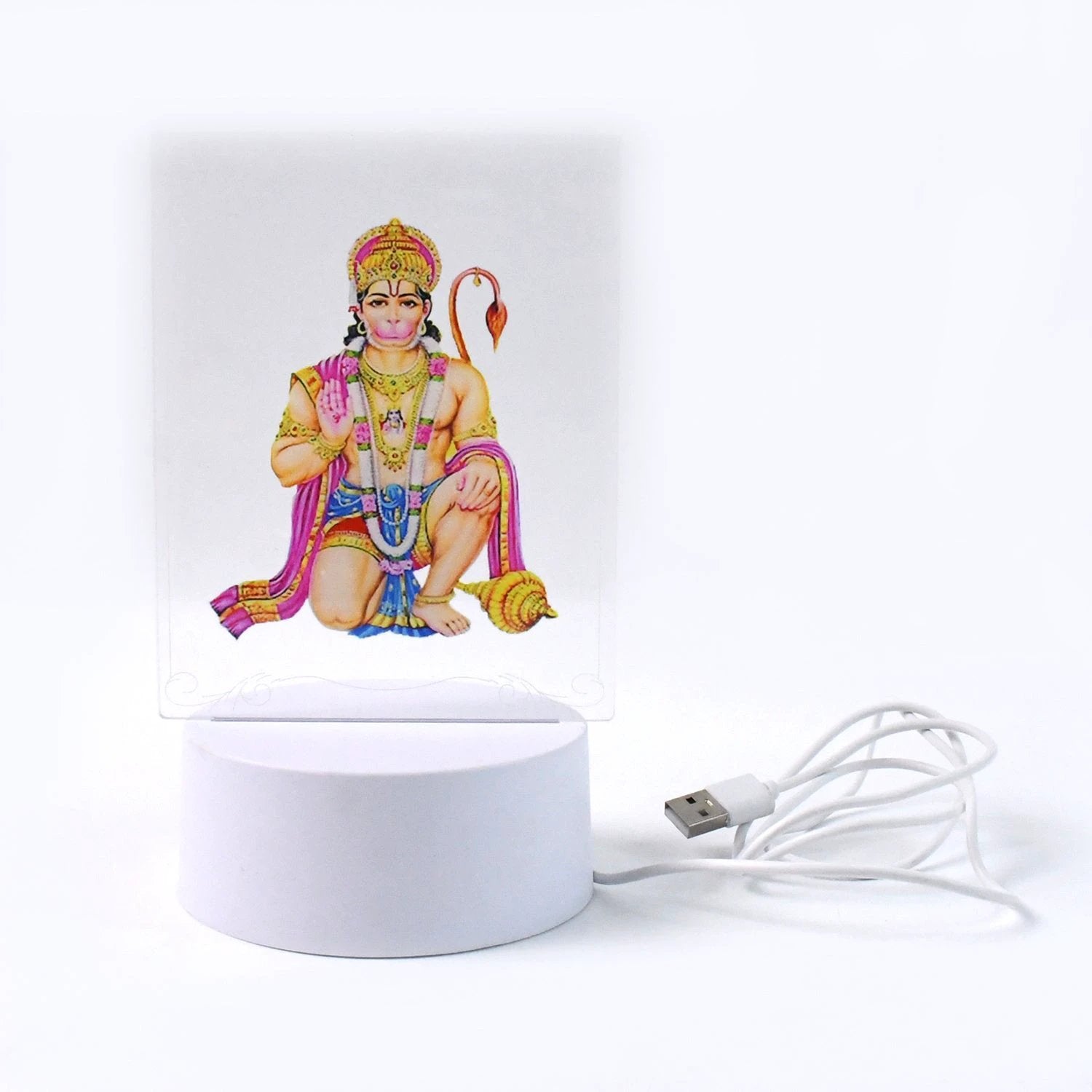 Beautiful 3d Lord Hanuman Frame With Soft White Light (1 Pc) by Wukusy