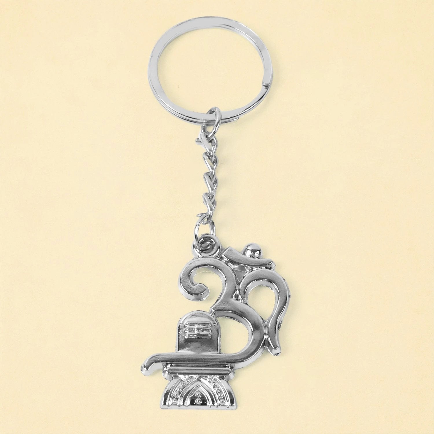 Om with Shivling Metal Keychain by Wukusy