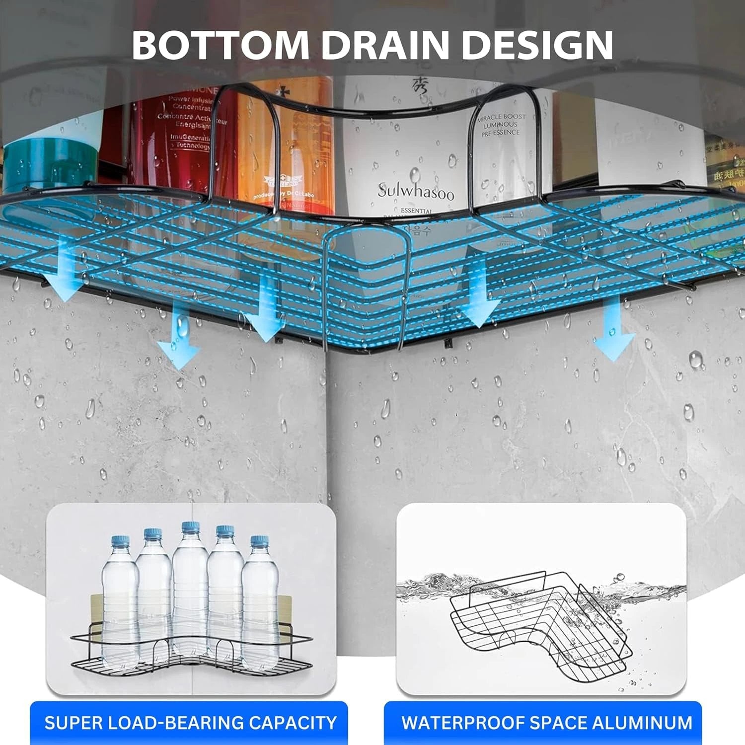 Metal Shower Shelf Without Drilling - 2 Piece Set by Wukusy