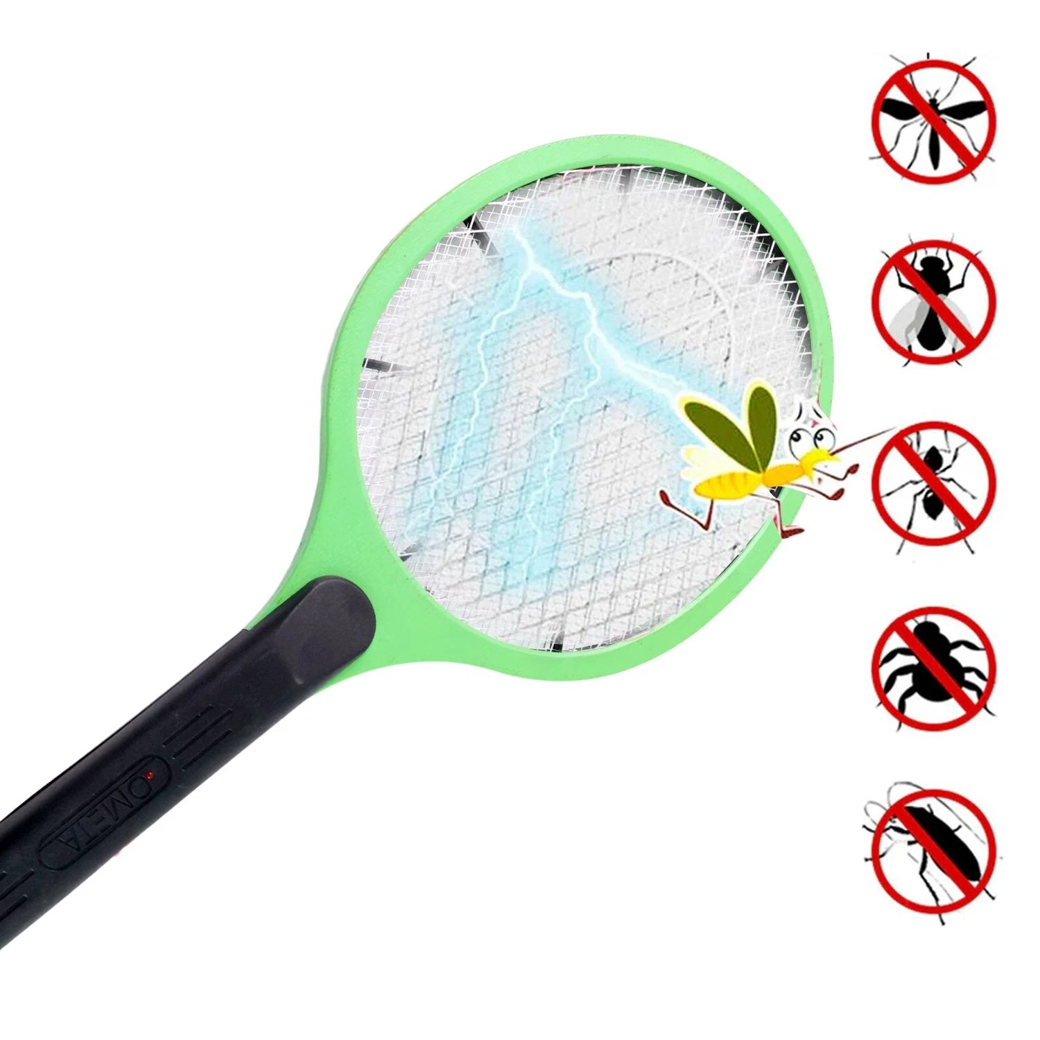 Green Rechargeable Electric Mosquito Killer Racket With Cable by Wukusy