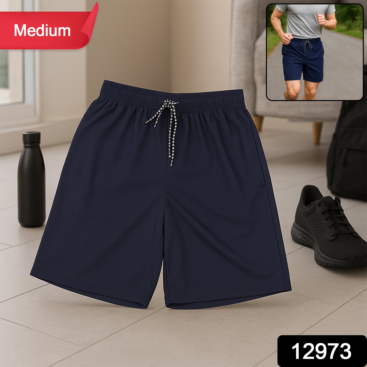 Mens Sports Shorts With Side Stripe (Medium 1 Pc)