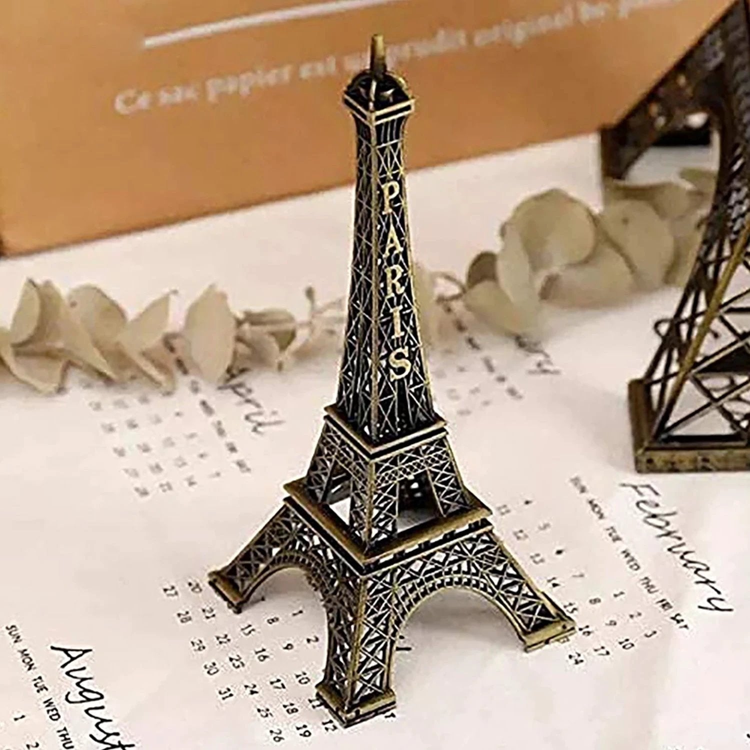 4733 Antique Finish 3d Metal Paris Eiffel Tower Metal Craft Famous Landmark Building Metal Statue Cabinet Office Gifts Decorative Showpiece. by Wukusy