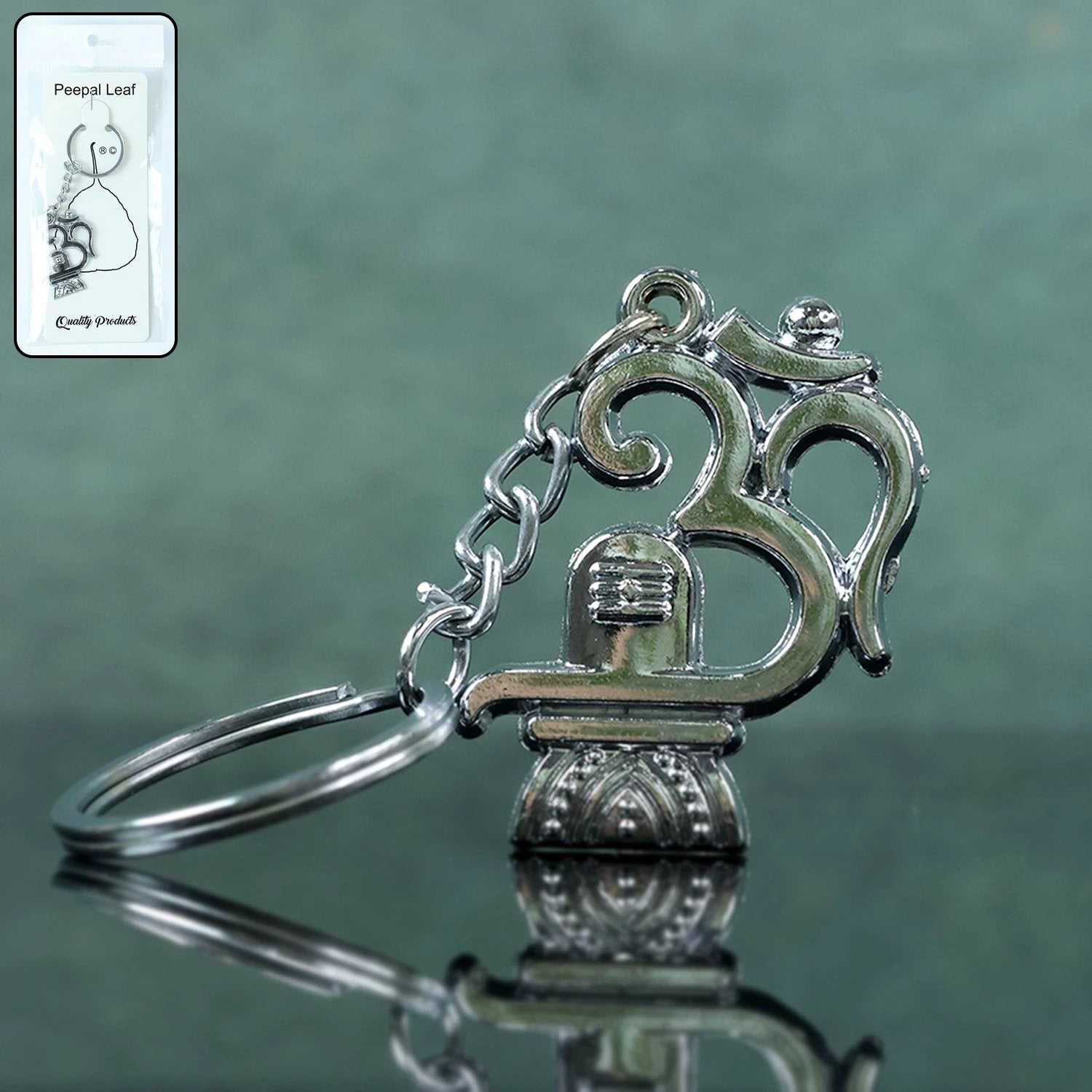 Om with Shivling Metal Keychain by Wukusy