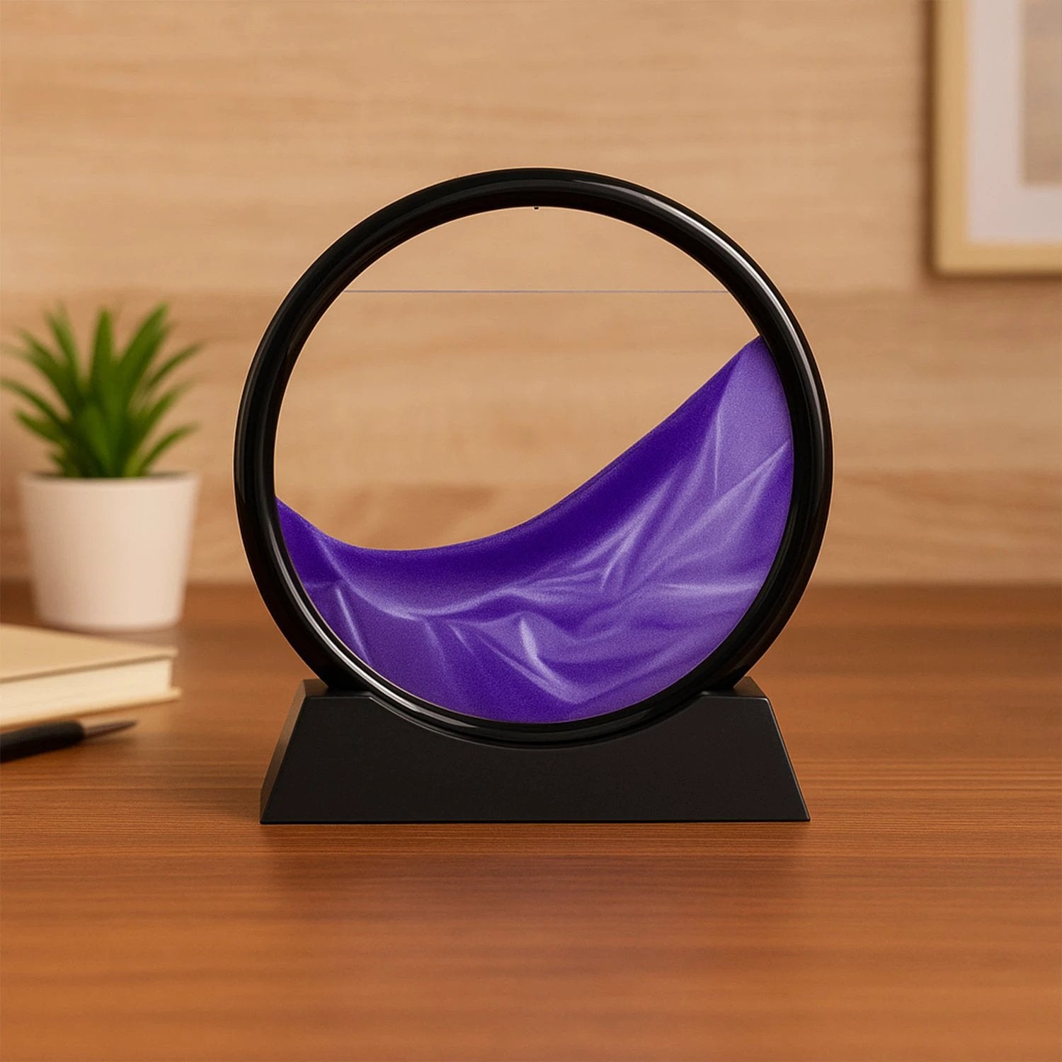 8781 Moving Sand Art Picture Decor 3d Deep Sea Sandscape Liquid Motion Round Glass Frame Display Flowing Sand Relaxing Gift For Kids Adults Painting Artistic Sandscape For Home Office Ornament Desktop Art Bookshelves Decoration (1 Pc ) by Wukusy