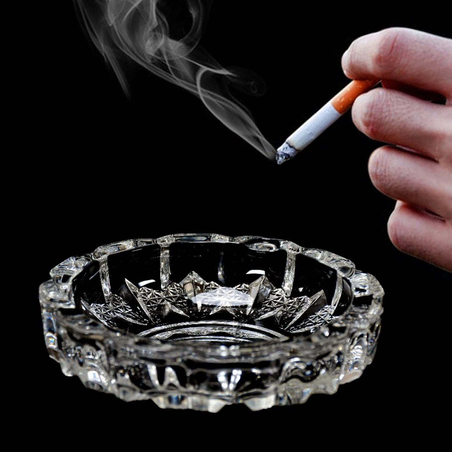 4066 Paricutin Glass Crystal Quality Cigar Cigarette Ashtray Round Tabletop For Home Office Indoor Outdoor Home Decor by Wukusy