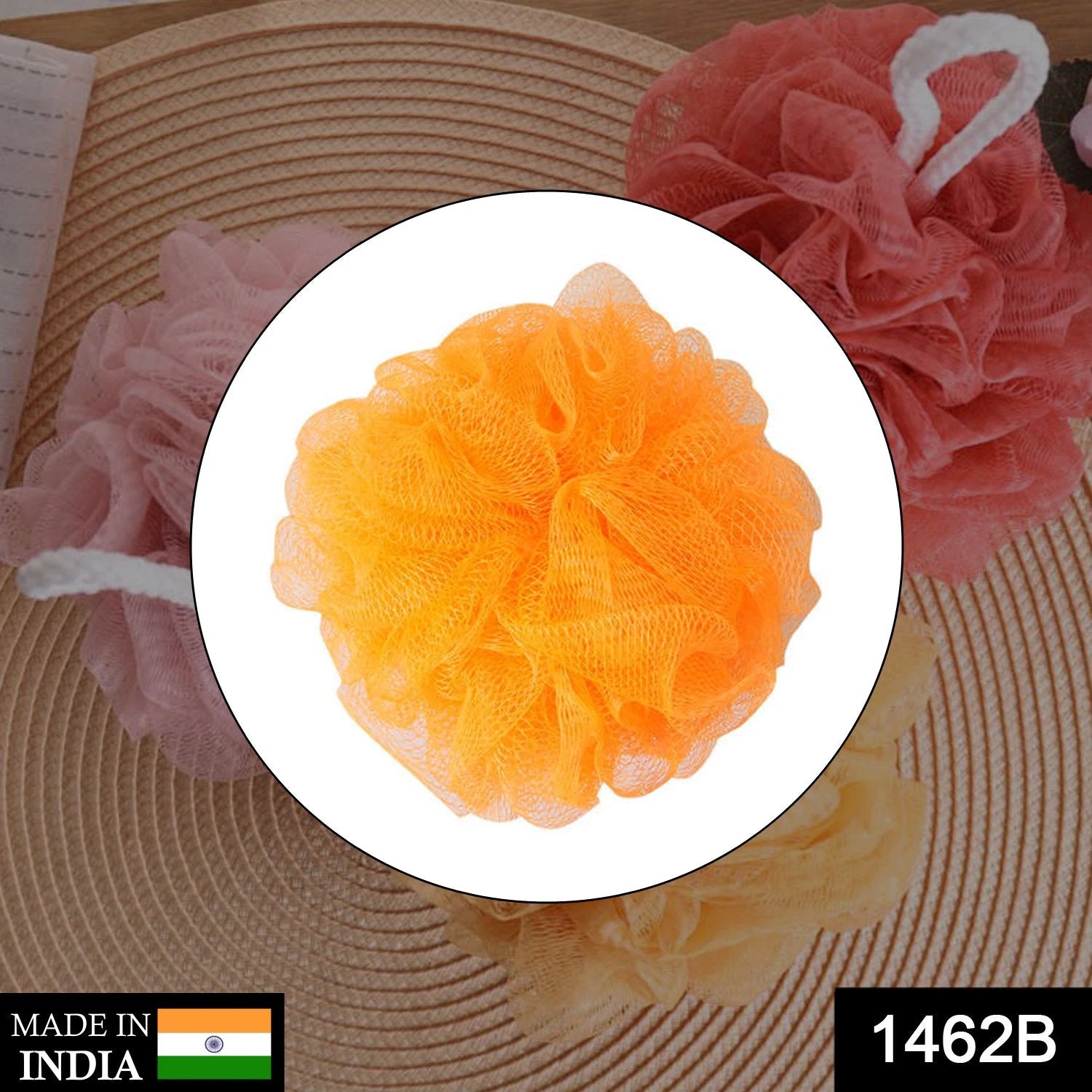 1462b Bath Sponge Round Loofah And Back Scrubber For Men And Women by Wukusy