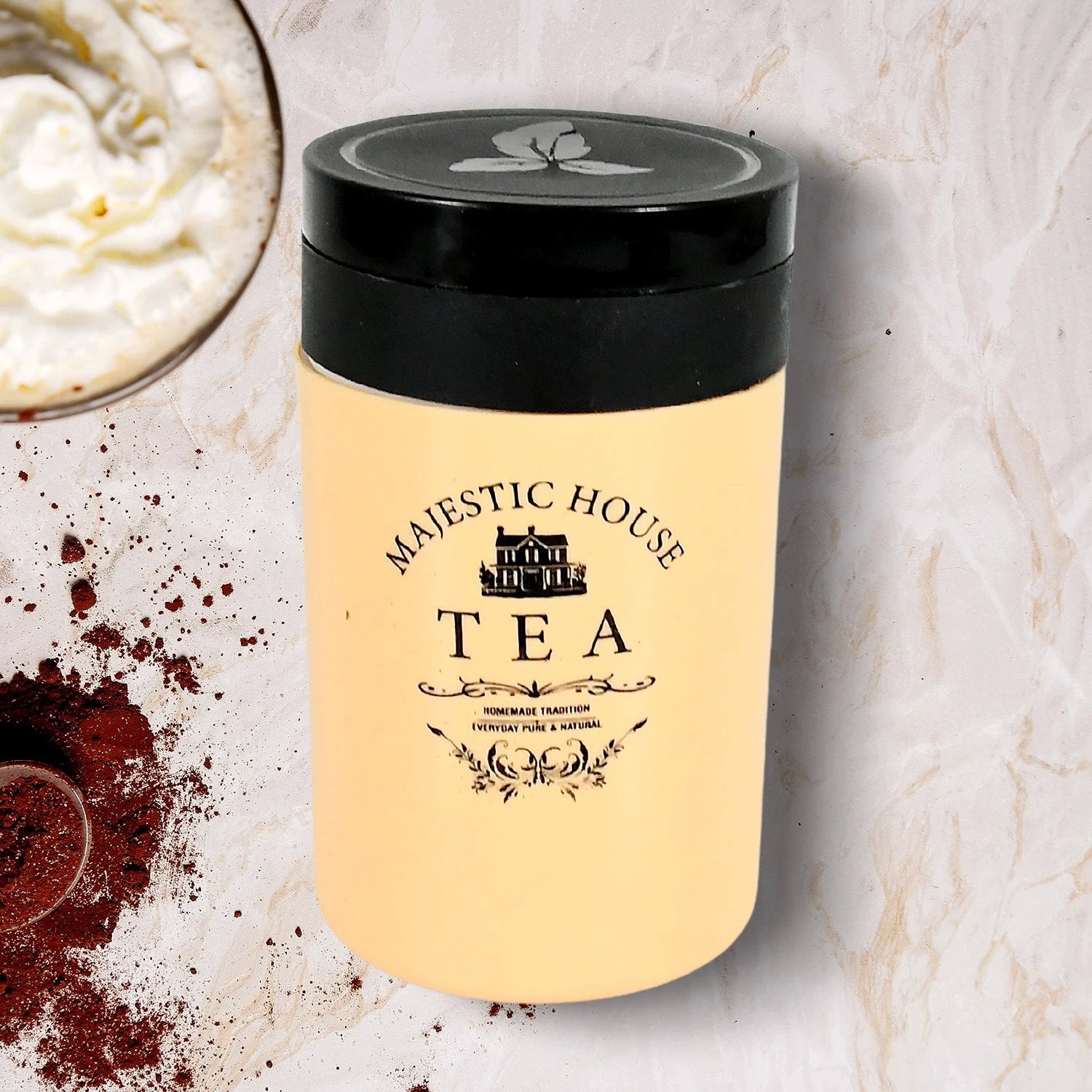 5640 Accurate Seal Tea Sugar Coffee Container Plastic Damru Shaped Tea Coffee Sugar Canisters Jar New Airtight Food Seal Containers For Salt Dry Fruit Grocery 2 Section (800 Ml Approx) by Wukusy