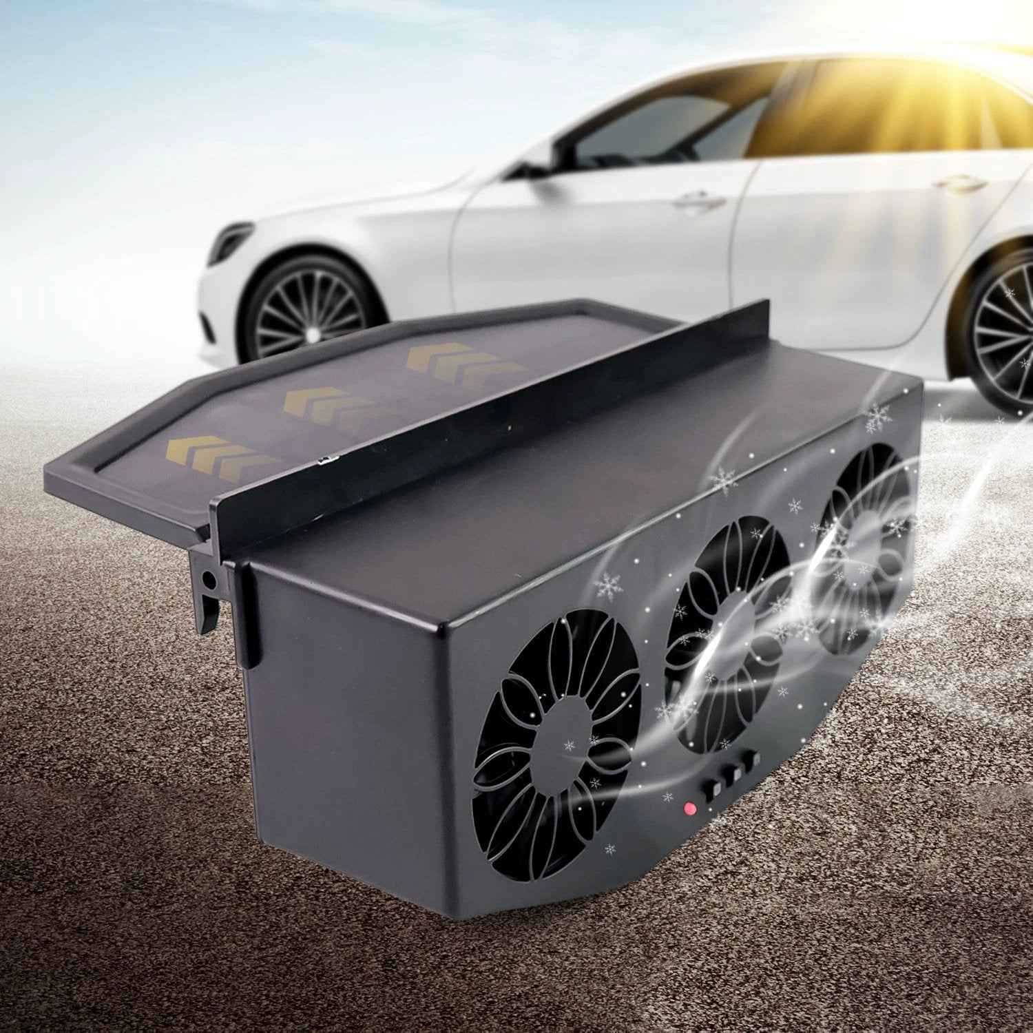 Triple Fan Solar Powered Car Exhaust Ventilation System With Usb Charging - 69KART