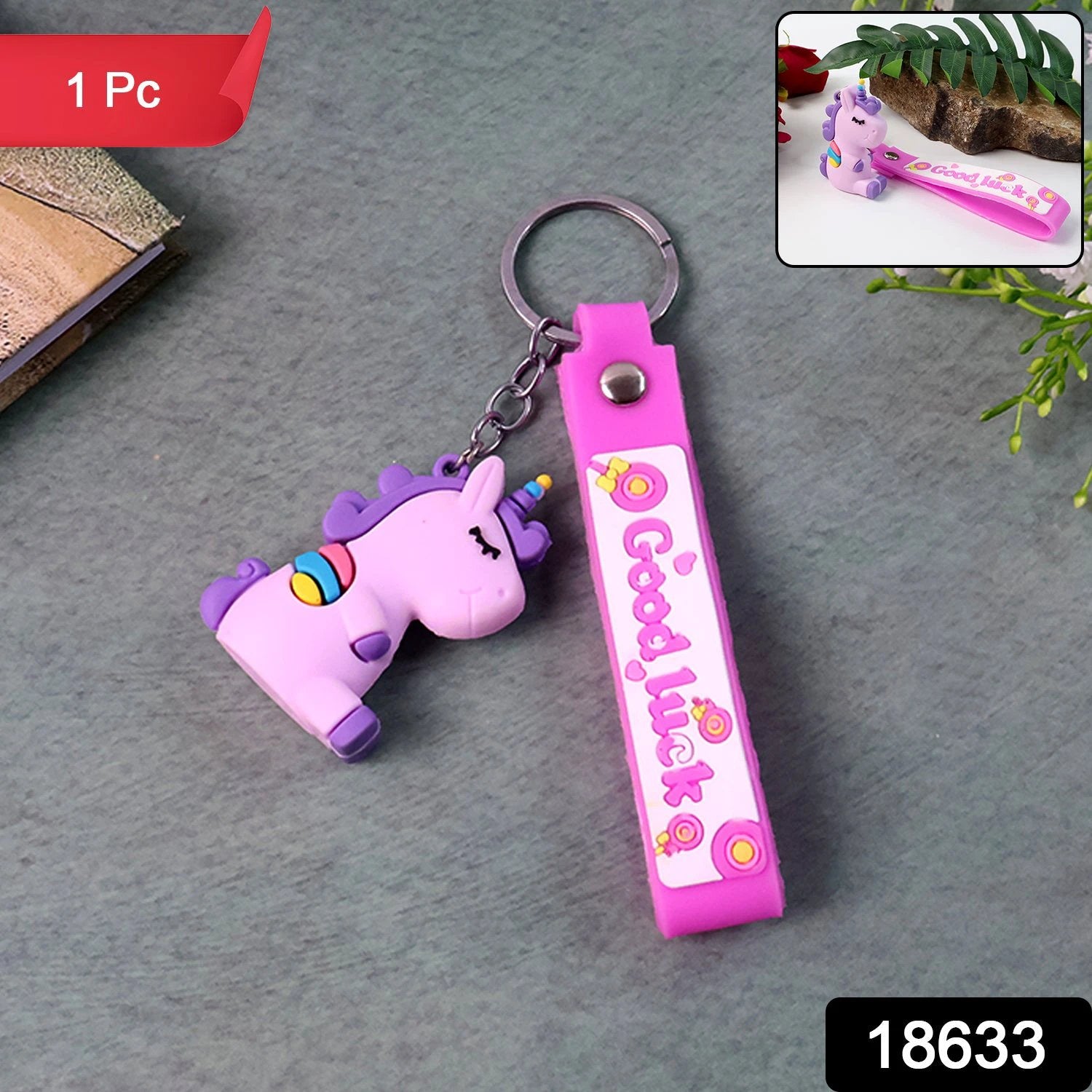 Cute Cartoon Silicone 3d Key Chain With Metal Hook  Strap (Pack Of 1) - 69KART