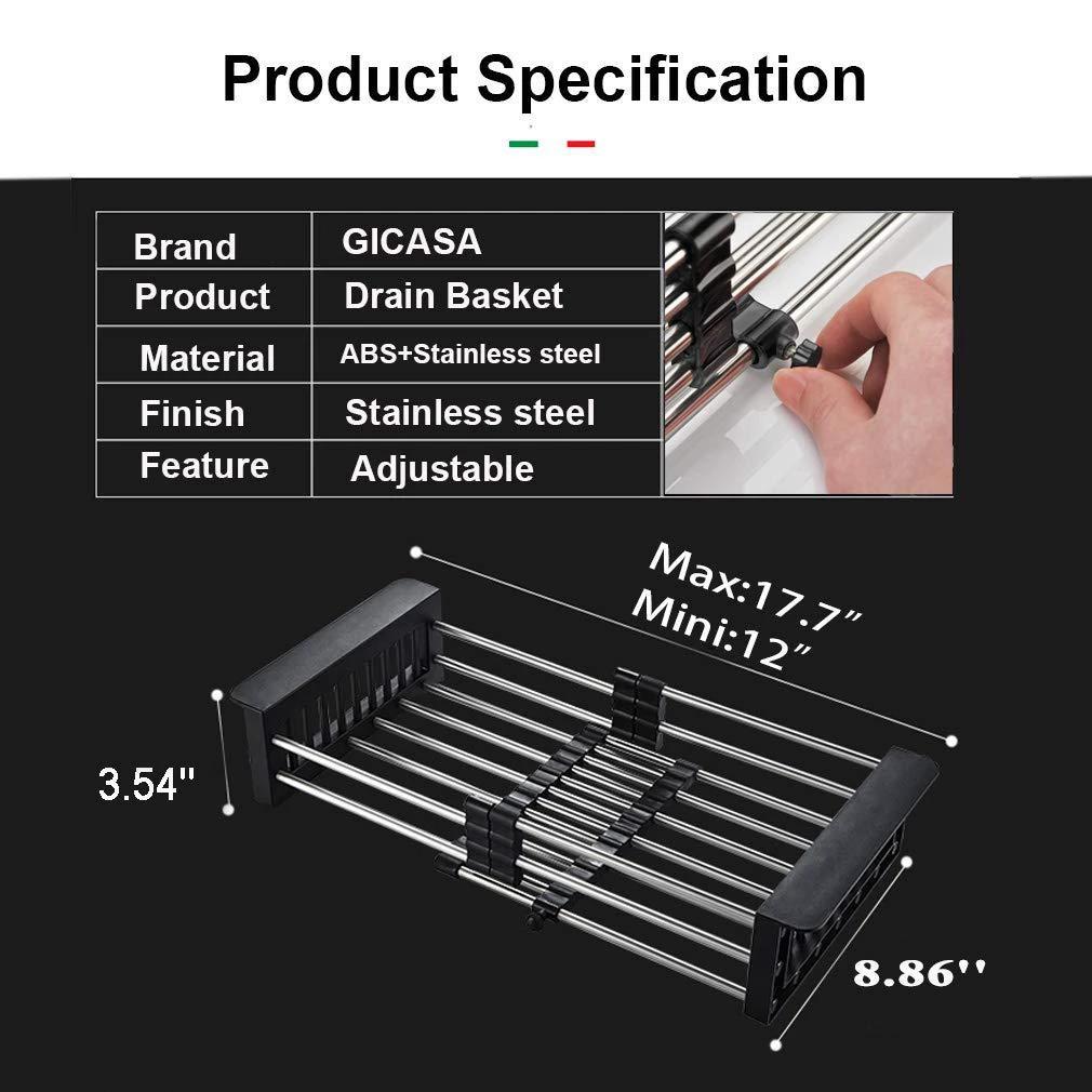 2189 Stainless Steel Expandable Kitchen Sink Dish Drainer by Wukusy