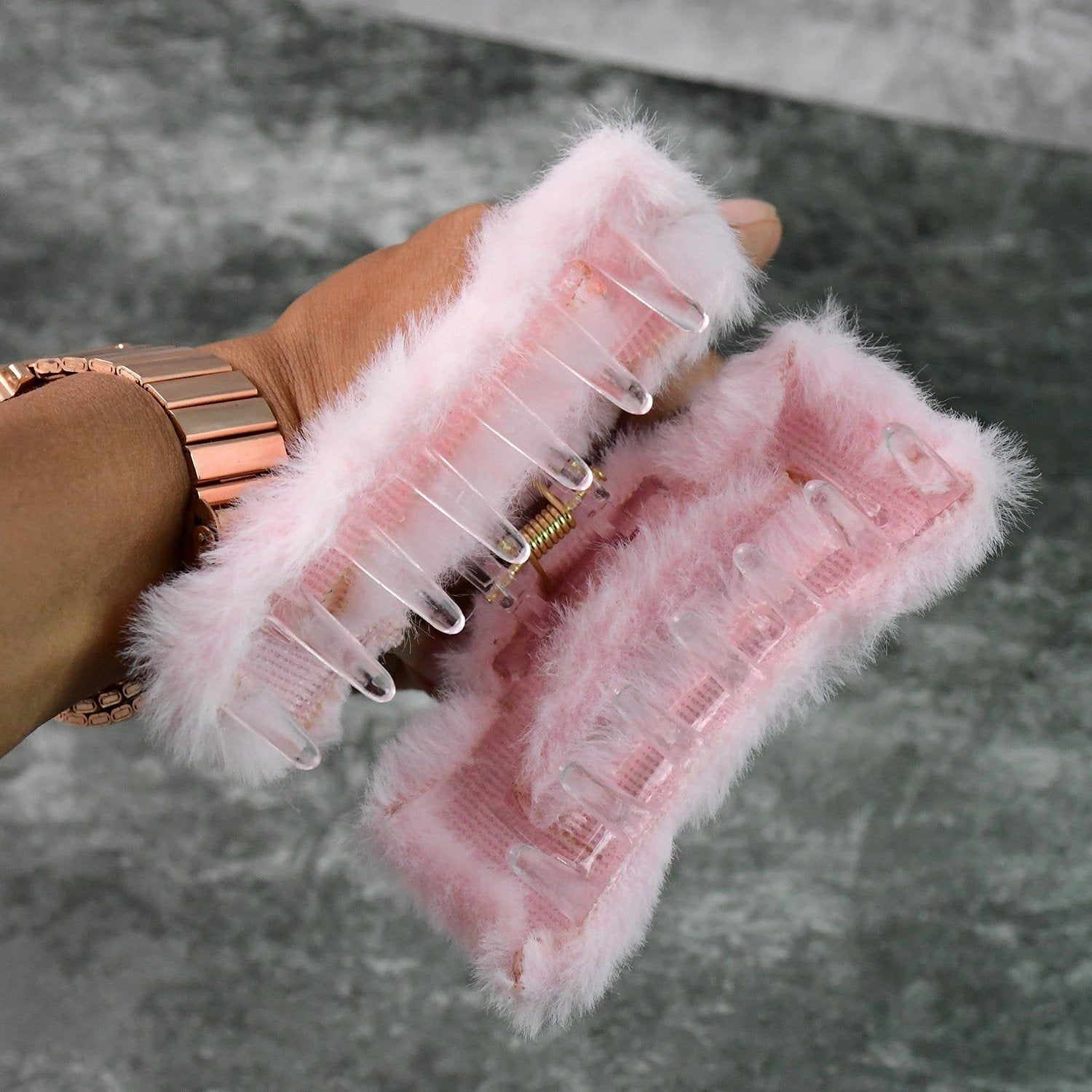 Big-size Soft Faux Fur Hair Claw Clips (12 Pc) by Wukusy