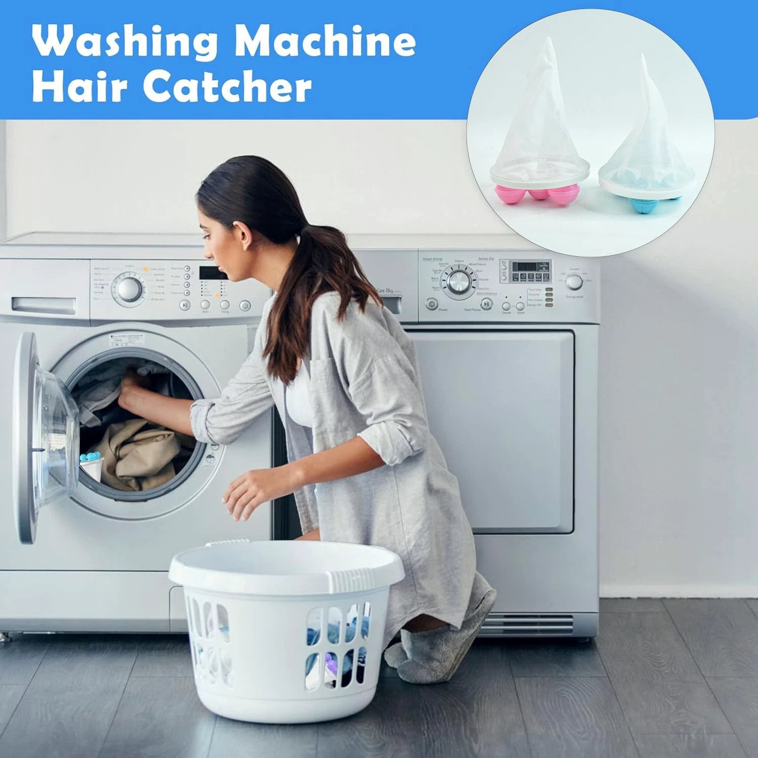 12604 Laundry Ball Floating Pet Fur Lint Hair Catcher Household Reusable Washing Machine Floating Lint Mesh Bag Hair Filter Net Pouch Washing Lint Hair Remover Net Mesh Bag Dryer (1 Pc) - 69KART