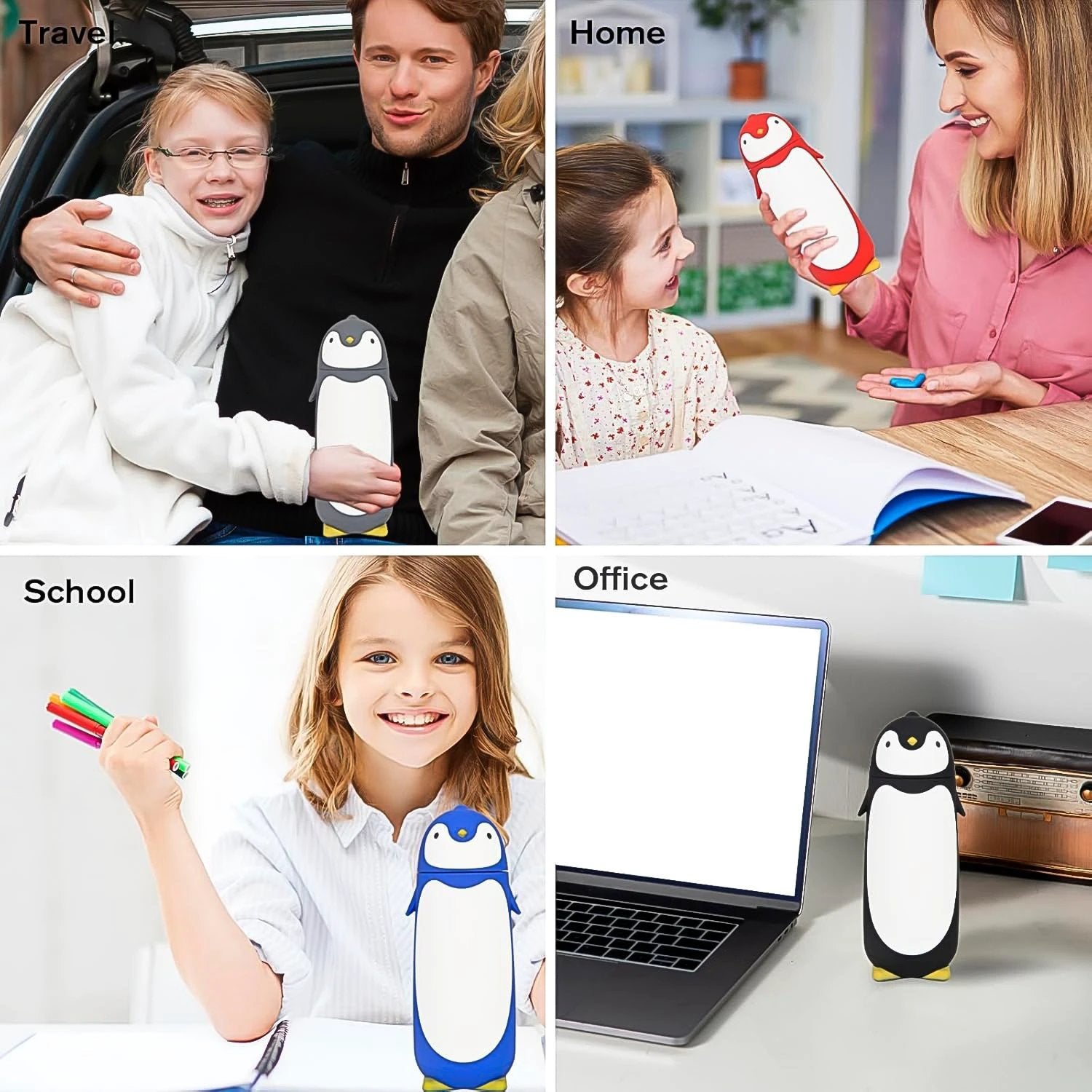 Penguin Water Bottle Penguin Cartoon Water Bottle Funny Travel Mug Insulated Inner Glass Vacuum Water Bottle - 69KART