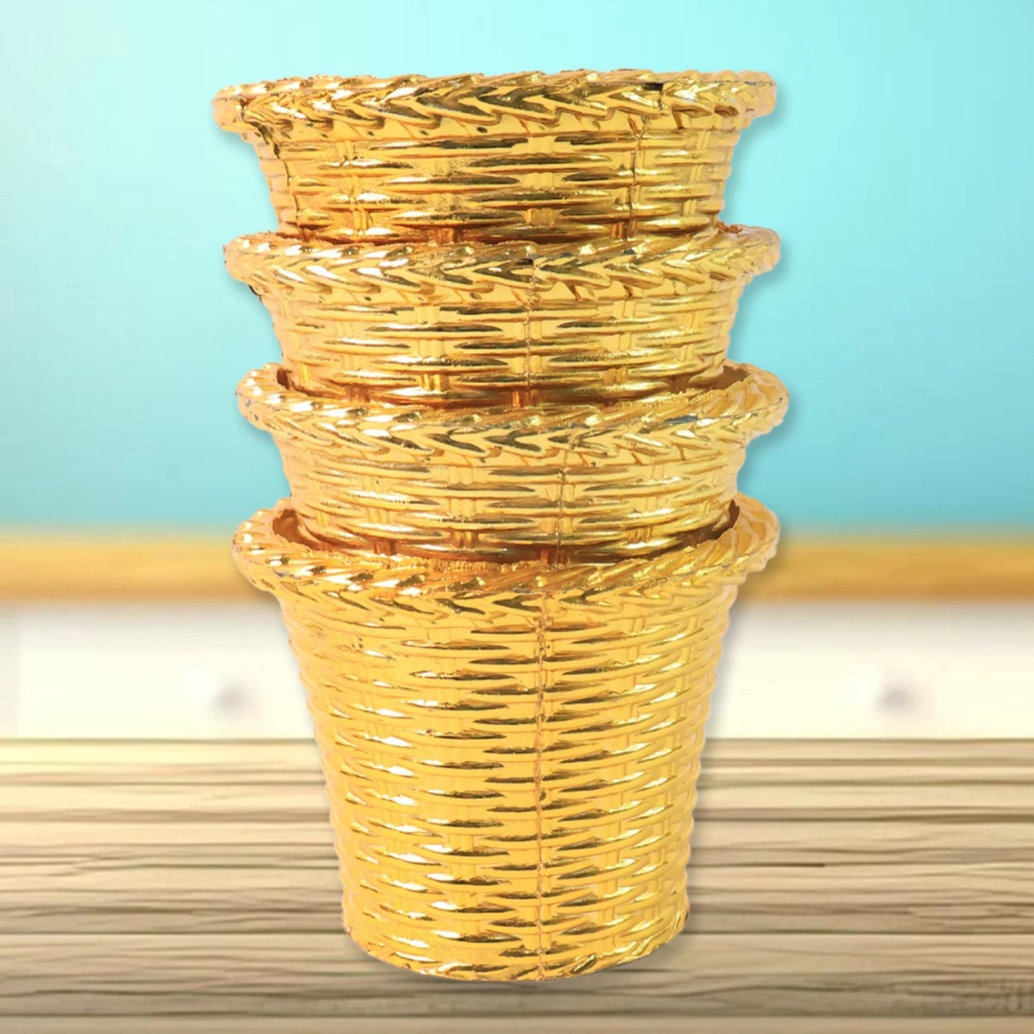 Plastic Flower Valencia (Pot) Home And Outdoor (4 Pc) - 69KART