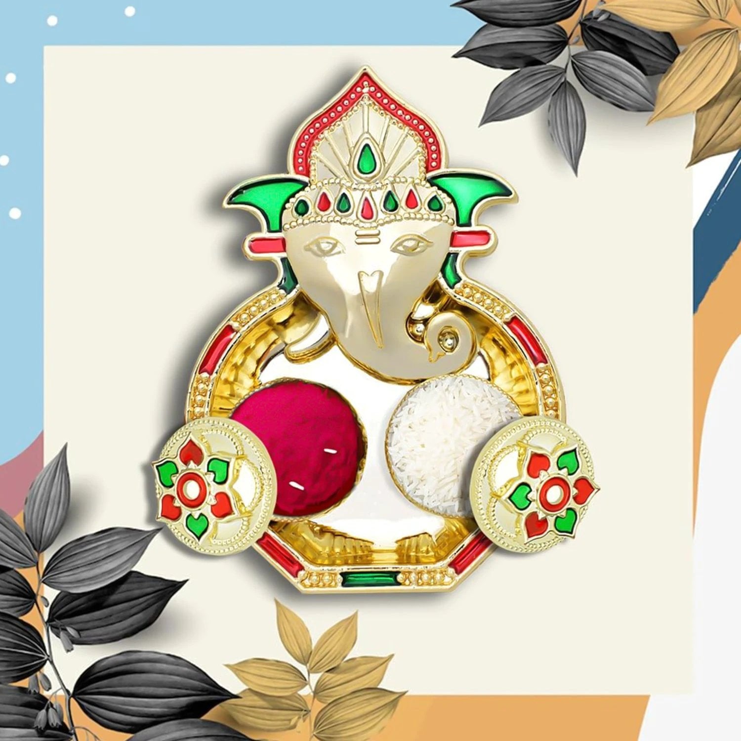 Ganesh Design Decorative Kumkum Box - (1 Pc) - 69kart