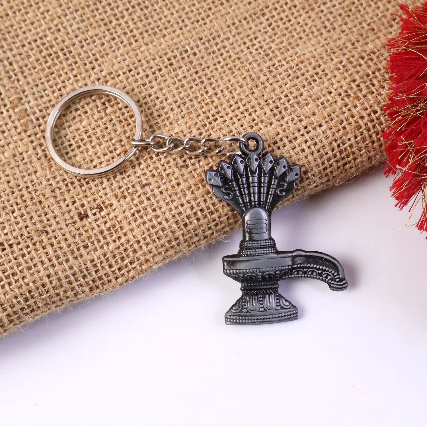 Shiva Lingam with Naag Metal Keychain by Wukusy