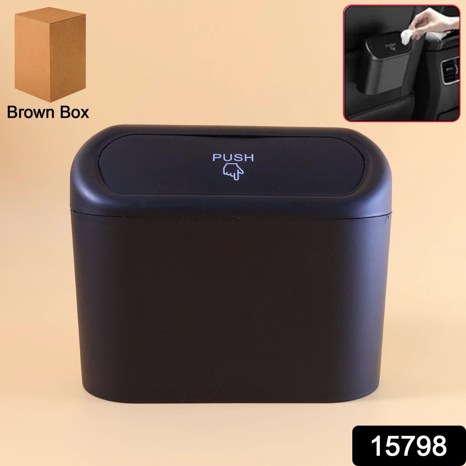Mini Car Trash Can With Lid Waterproof Car Trash Bin Storage Box (1 Pc) - 69kart