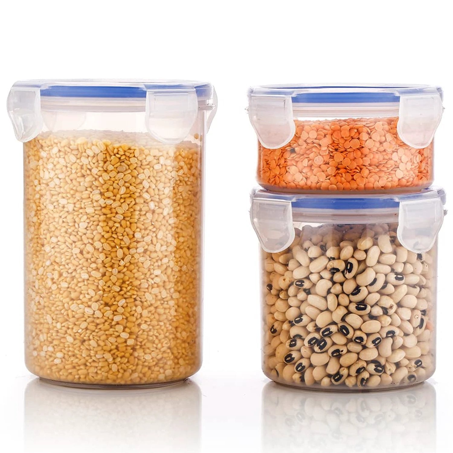 5828 Round Plastic Airtight Food Storage Containers With Leak Proof Locking Lid Storage Container Set Of 3( Approx Capacity 500ml1000ml1500ml Transparent) - 3 Pc Set by Wukusy