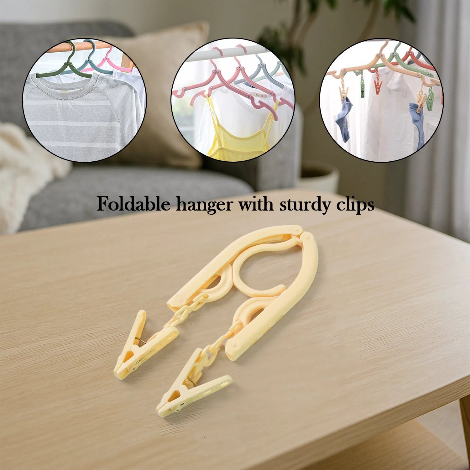 Multipurpose Foldable Cloth Hanger With Dual Clips (1 Pc) - 69kart