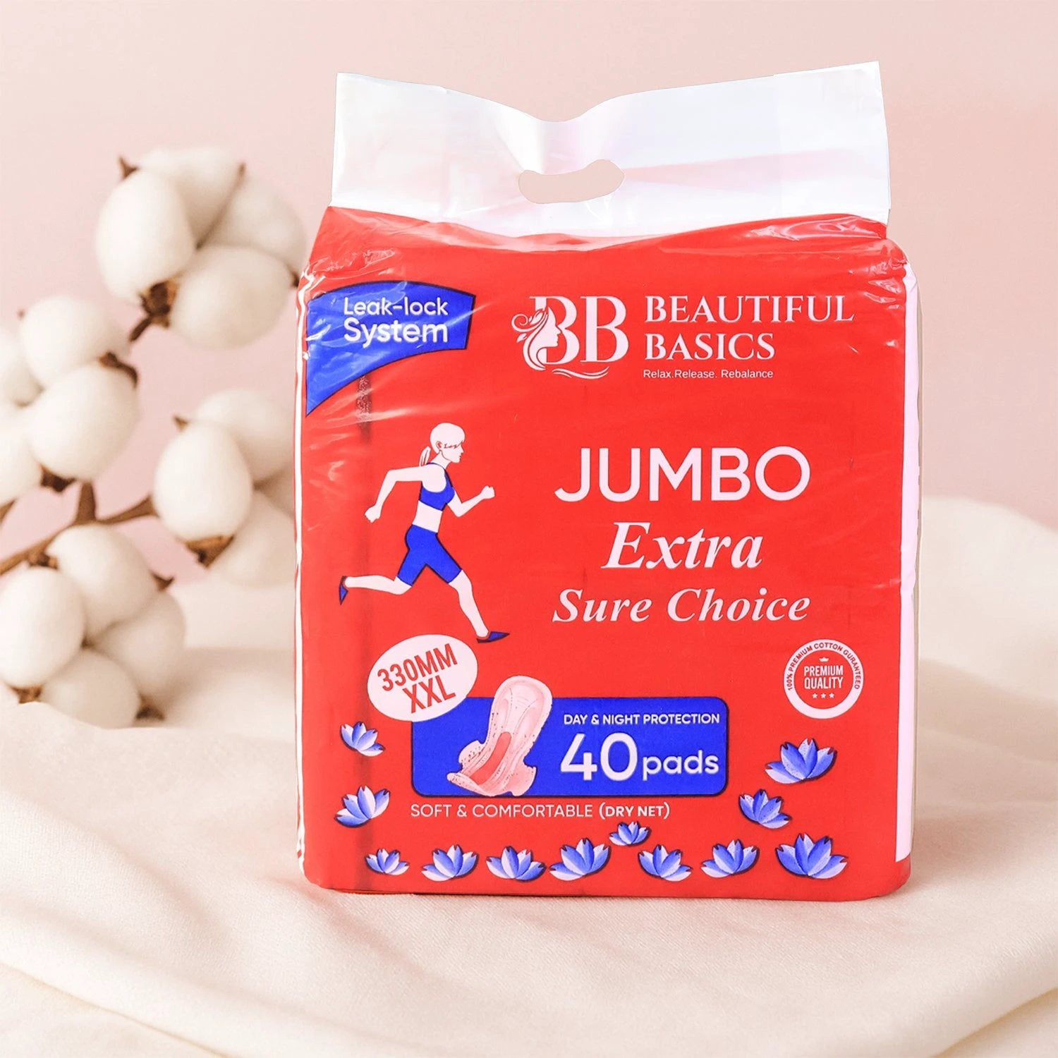 Beautiful Basics Jumbo Extra Sure Choice Sanitary Pads Xxl 330mm (40 Pc) - 69KART