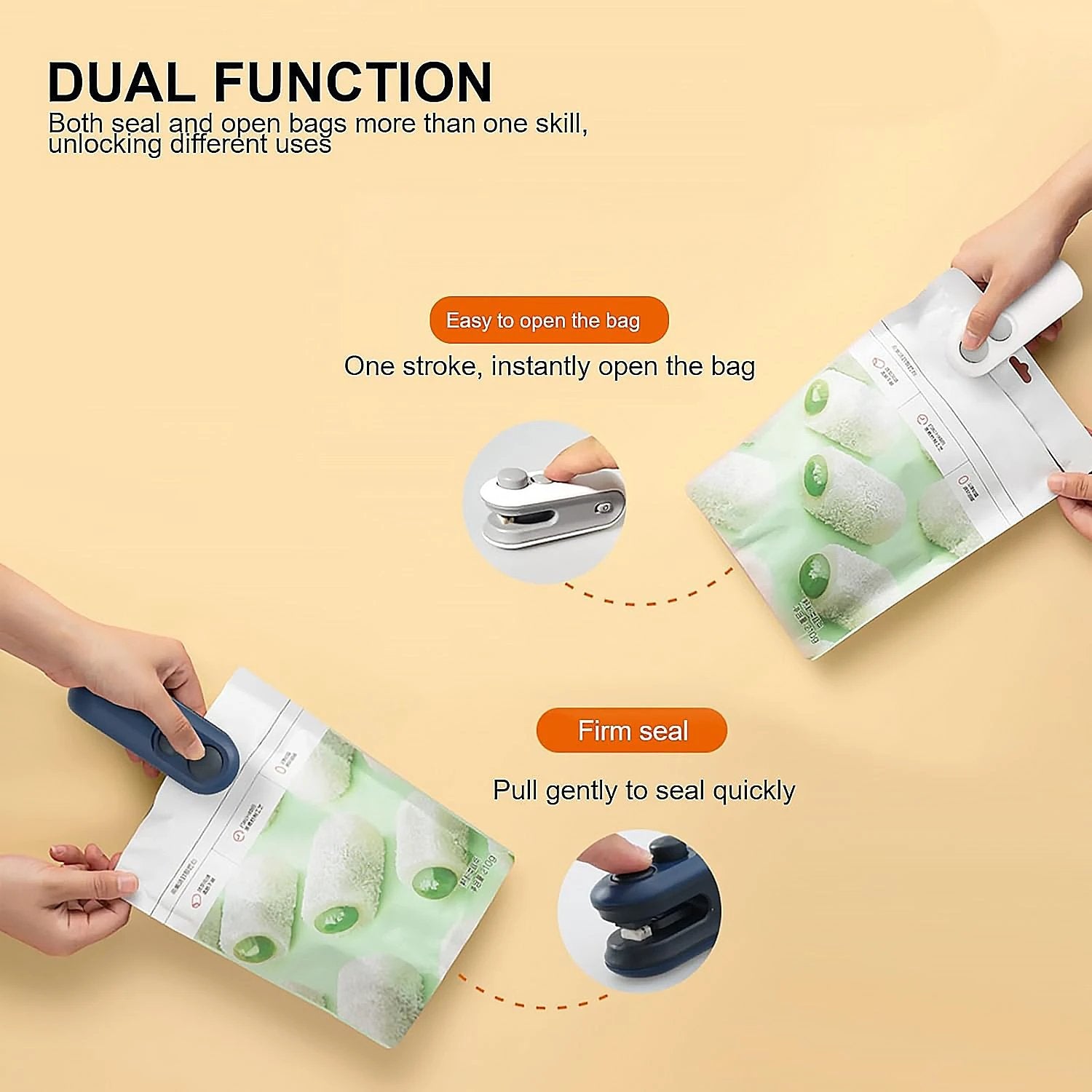 17865 Mini Bag Sealer 2 In 1 Seal Cutter Heat Sealers Type-c Usb Charging Portable Bag Reseller Handle Food Sealer Sealing Machine For Food Storage Plastic Bags Snacks Keep Food Fresh by Wukusy