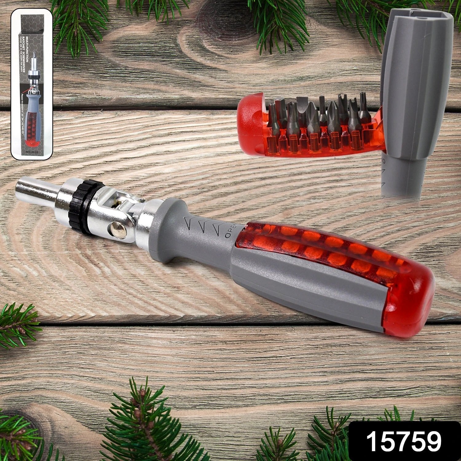 Multi Bits Ratchet Screwdriver Set Adjustable Angle Two-way Ratcheting Screwdriver (1 Set) - 69KART