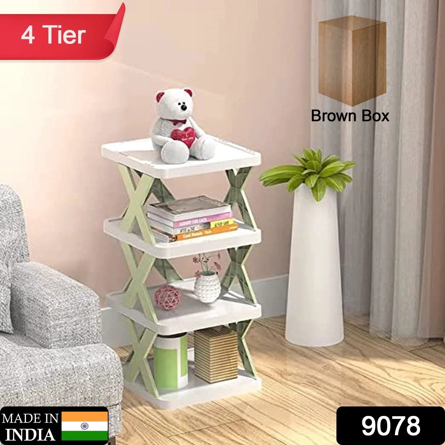 9078 4 Layer Shoes Stand Shoe Tower Rack Suit For Small Spaces Closet Small Entryway Easy Assembly And Stable In Structure Corner Storage Cabinet For Saving Space by Wukusy