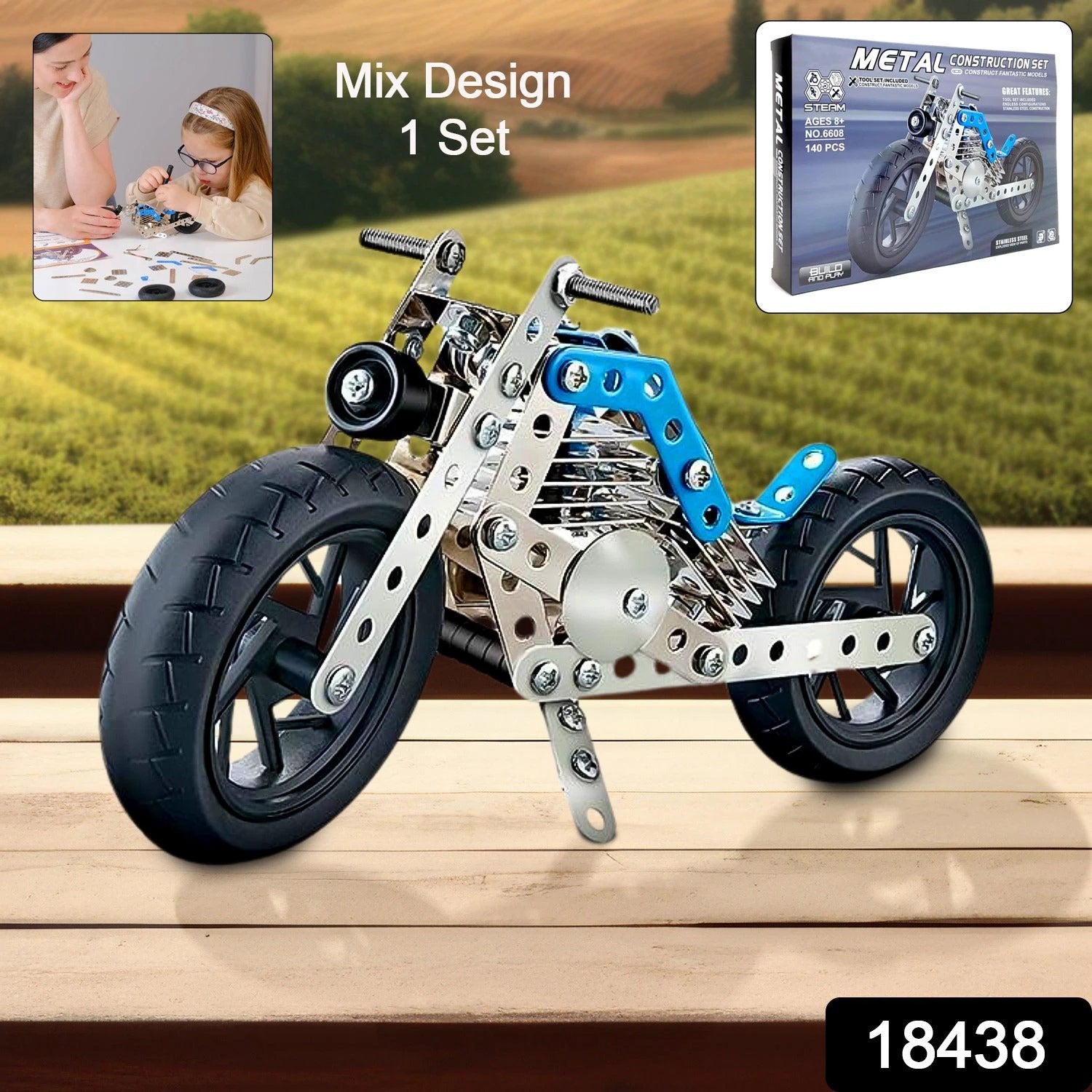 Metal Bike Construction Kit - 140 Pieces by Wukusy