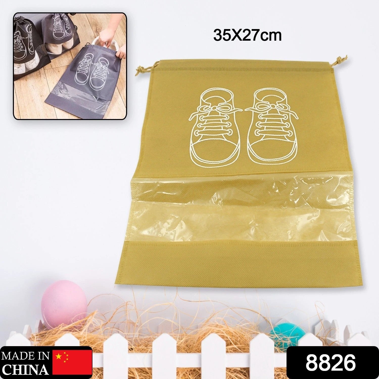 Beach Bag Shoes Storage Bag Closet Organizer Non-woven Travel Portable Bag Waterproof Pocket Clothing Classified Hanging Bag Shoe Bag Luggage Travel Portable Shoe Pouch Non Woven Transparent Window (1 Pc ) by Wukusy
