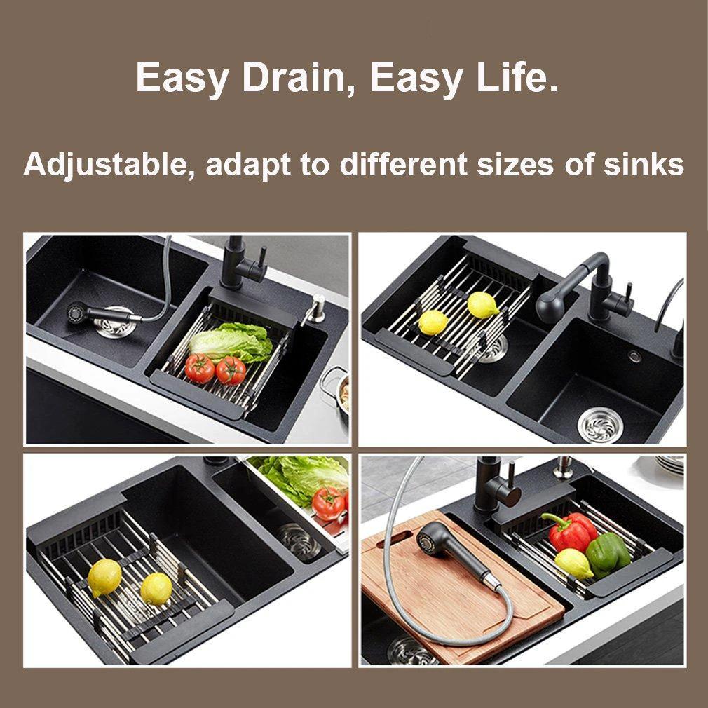 2189 Stainless Steel Expandable Kitchen Sink Dish Drainer by Wukusy