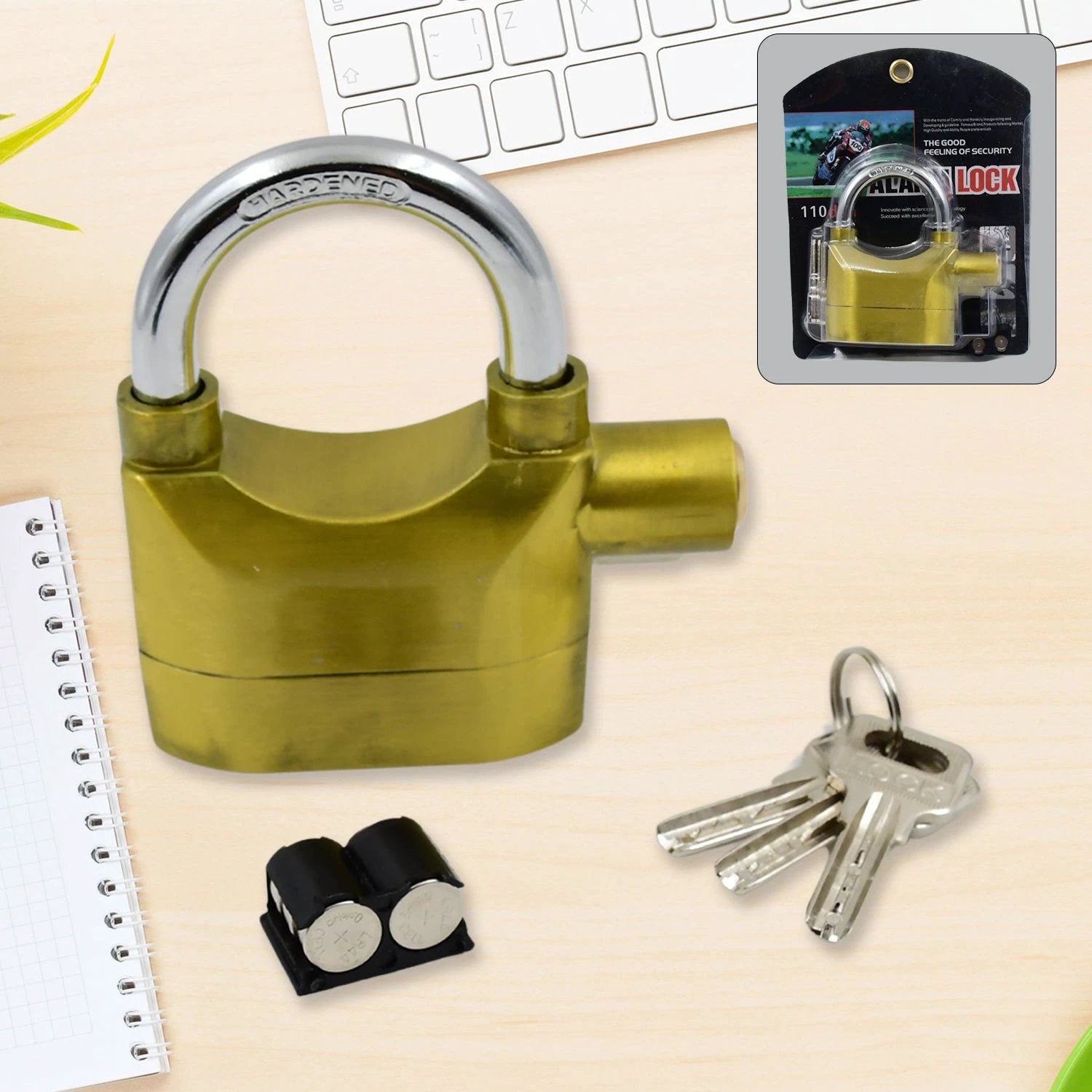 Security Alarm Metallic Lock System With 3 Keys (1 Set Mix Color) by Wukusy