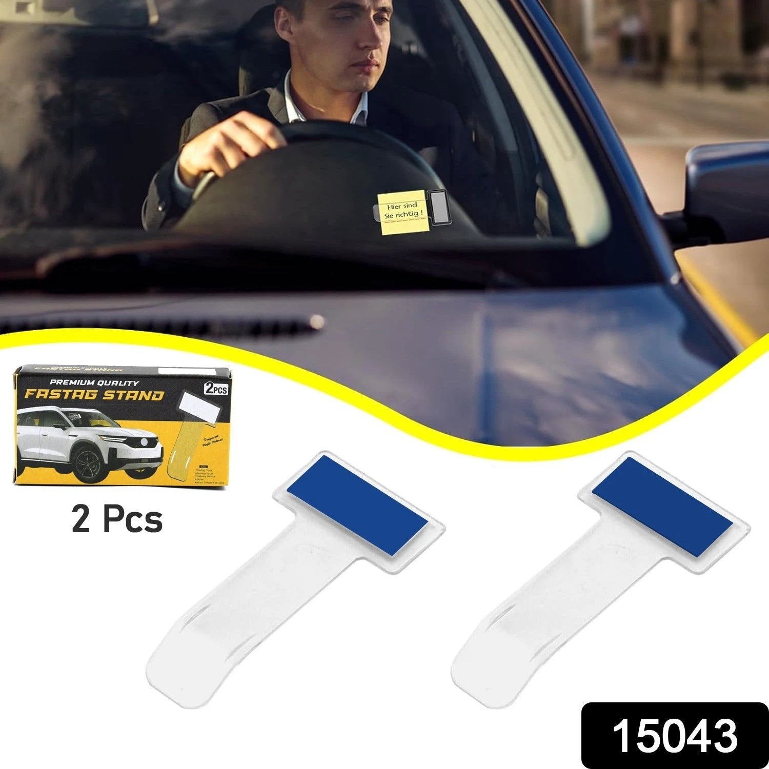 Windscreen Cardholder Fastag Stand Transparent Ticket Holder Car (2 Pc Set) - 69kart