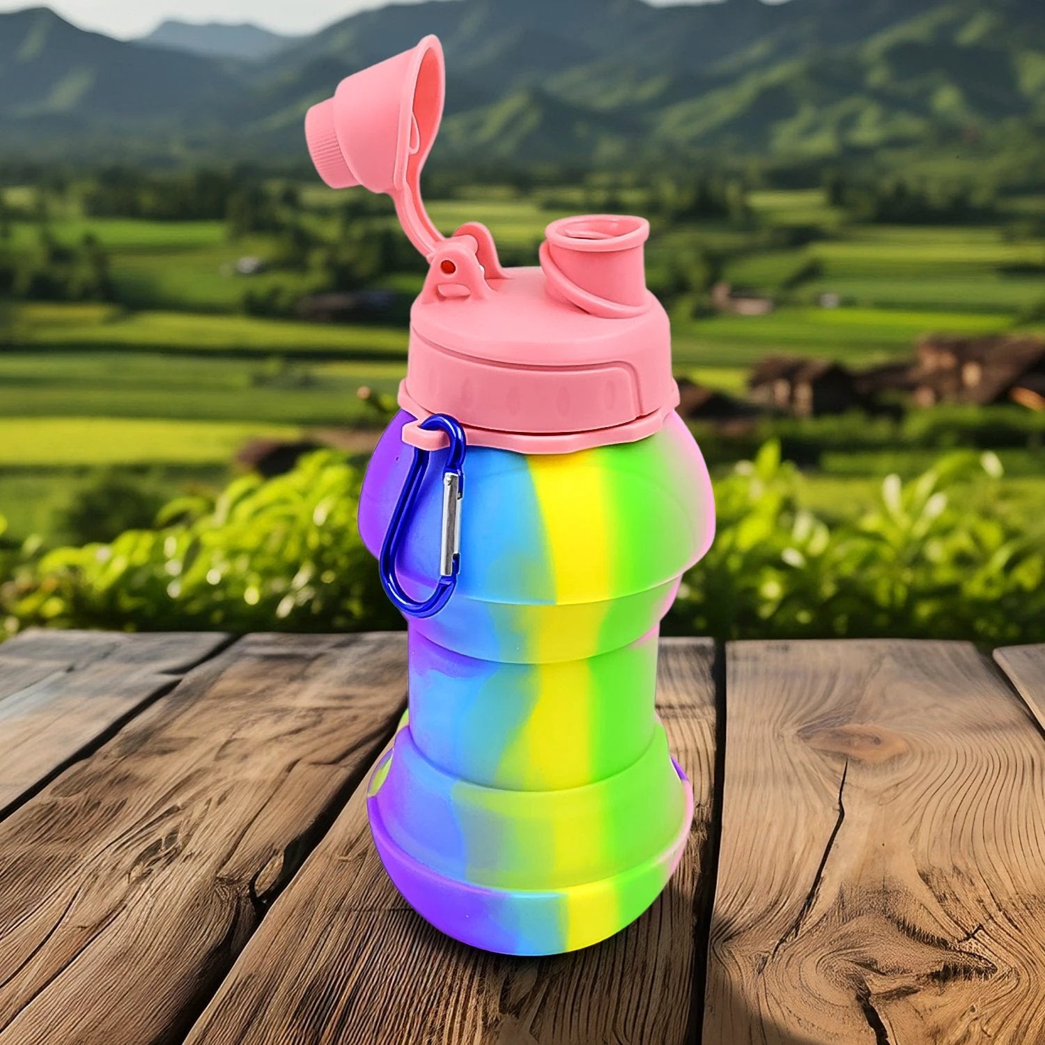 Flexible Collapsible Silicone Sports Water Bottle (260 Ml 20 Cm Folding) by Wukusy
