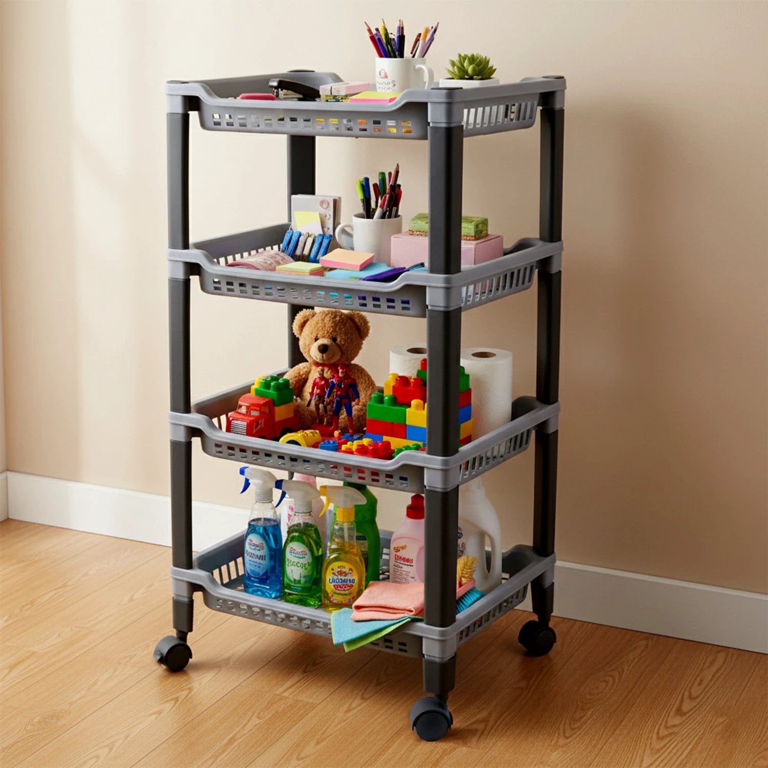 Apex 4-layer Big Multipurpose Plastic Storage Rack by Wukusy