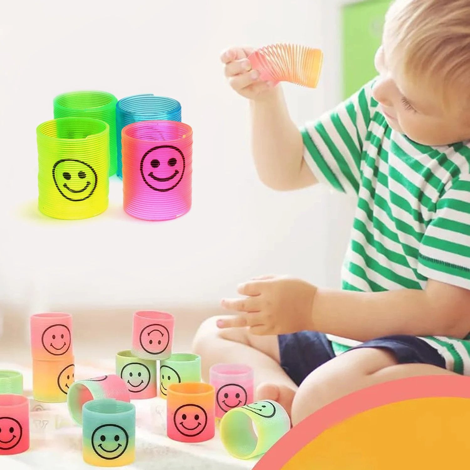 Multicolor Smiley Spring Slinky Toy - 69KART